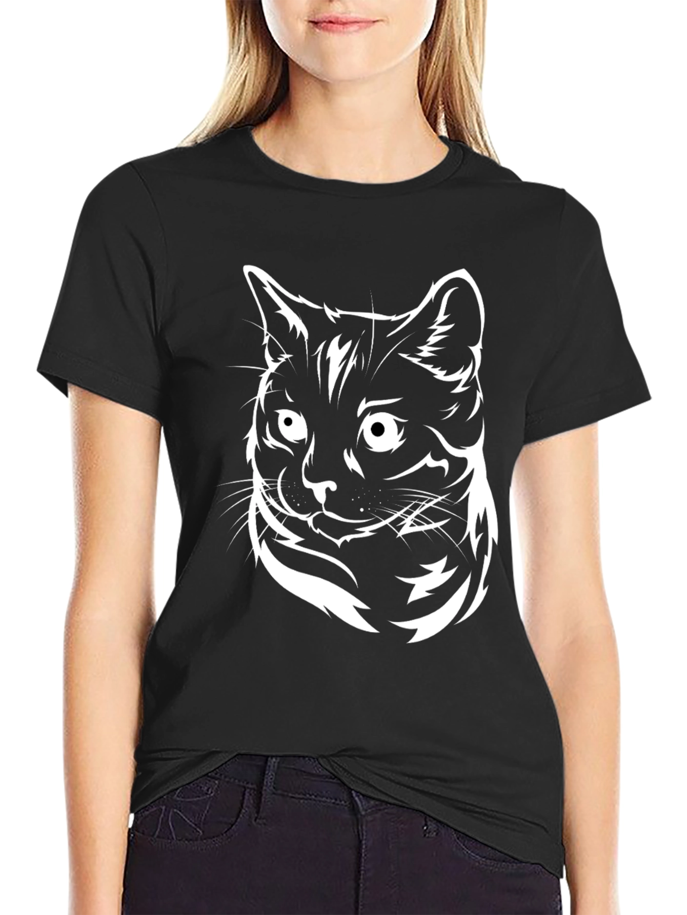 Black Black Cat Graphic Tee - Cool Casual Style view 2