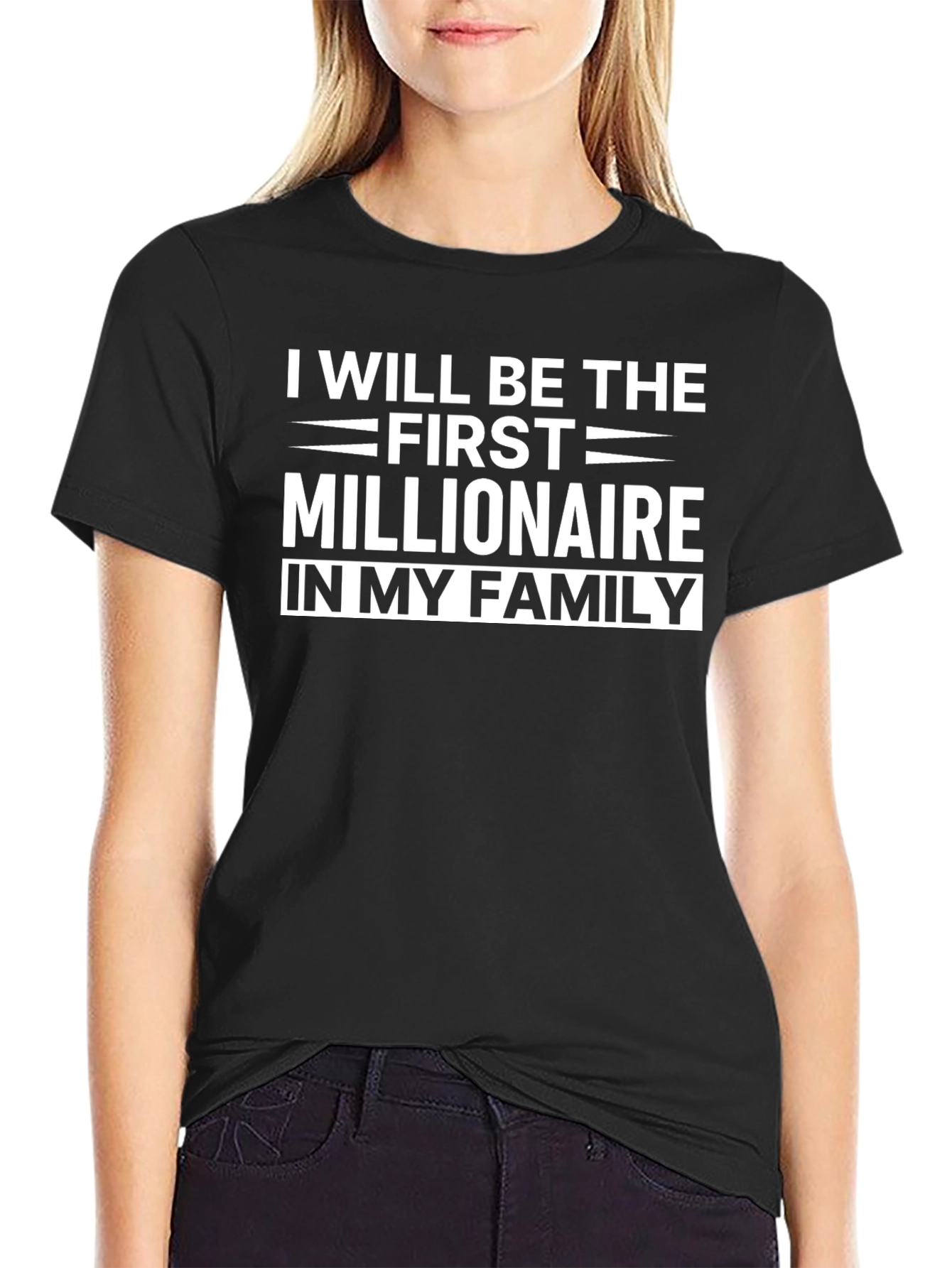 Black First Millionaire in My Family Black T-Shirt view 2