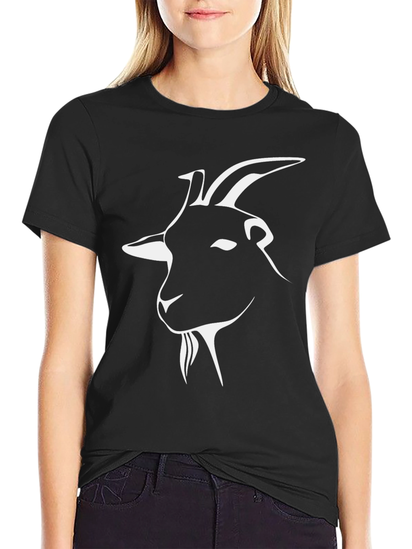 Black Goat Head Graphic T-Shirt - Black view 2