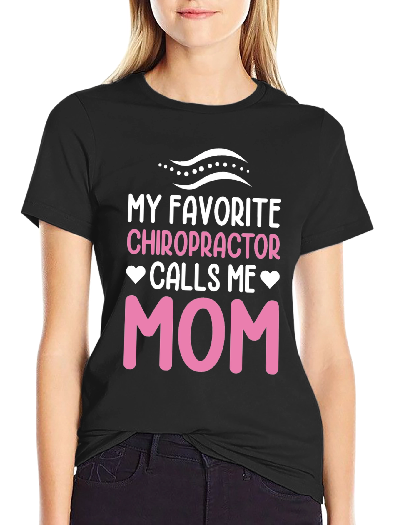 Black Chiropractor Mom T-Shirt - Novelty Gift view 2