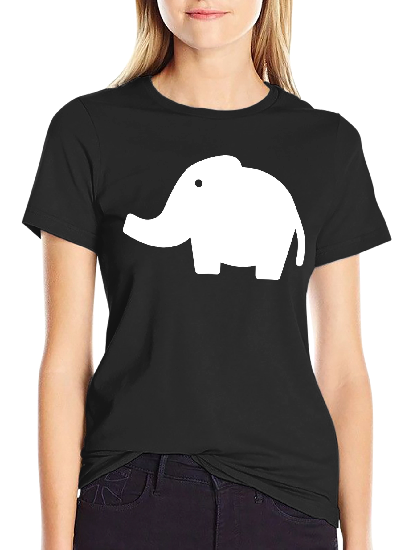 Black Elephant Graphic Tee - Black Cotton T-Shirt view 2
