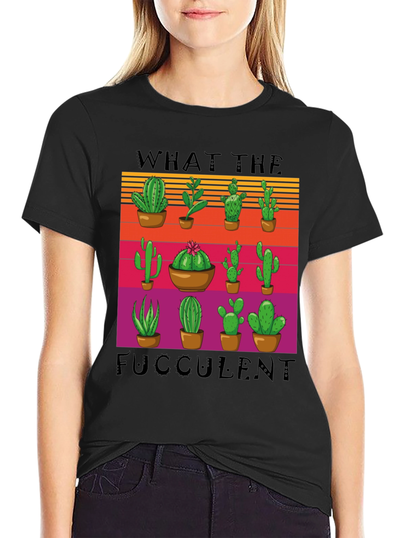 Black What the Fucculent T-Shirt view 2