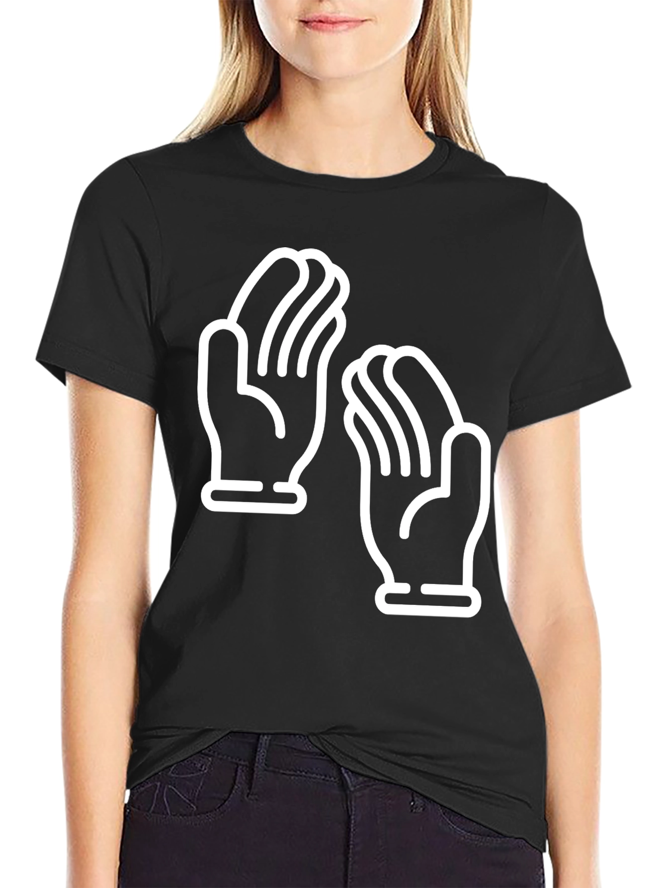 Black Clapping Hands Graphic Tee - Unisex Black T-Shirt view 2