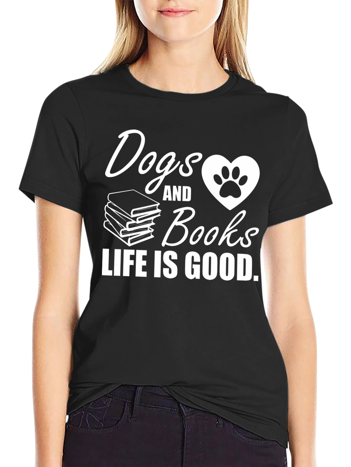 Black Dogs & Books T-Shirt - Life is Good Tee view 2