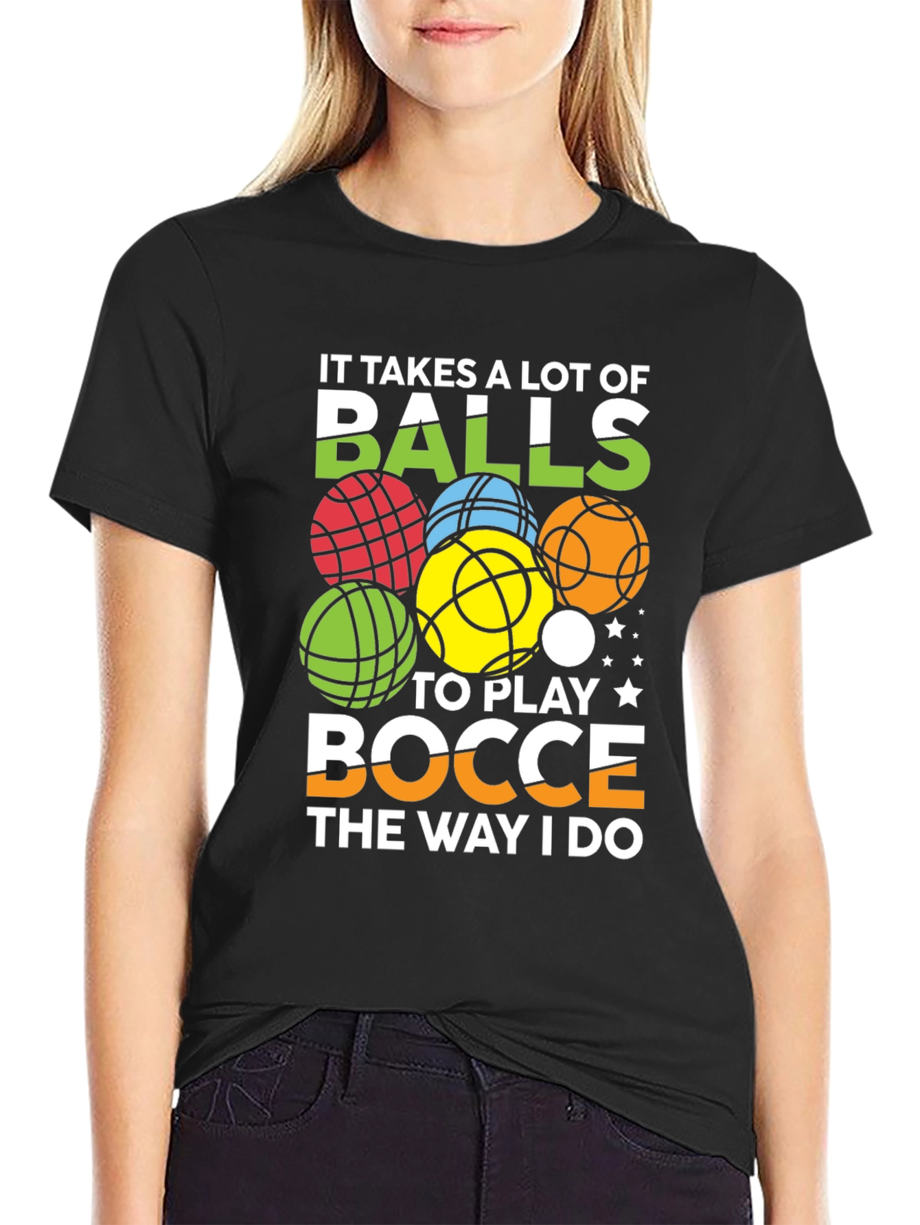 Black Bocce Balls Graphic Tee - It Takes Balls view 2