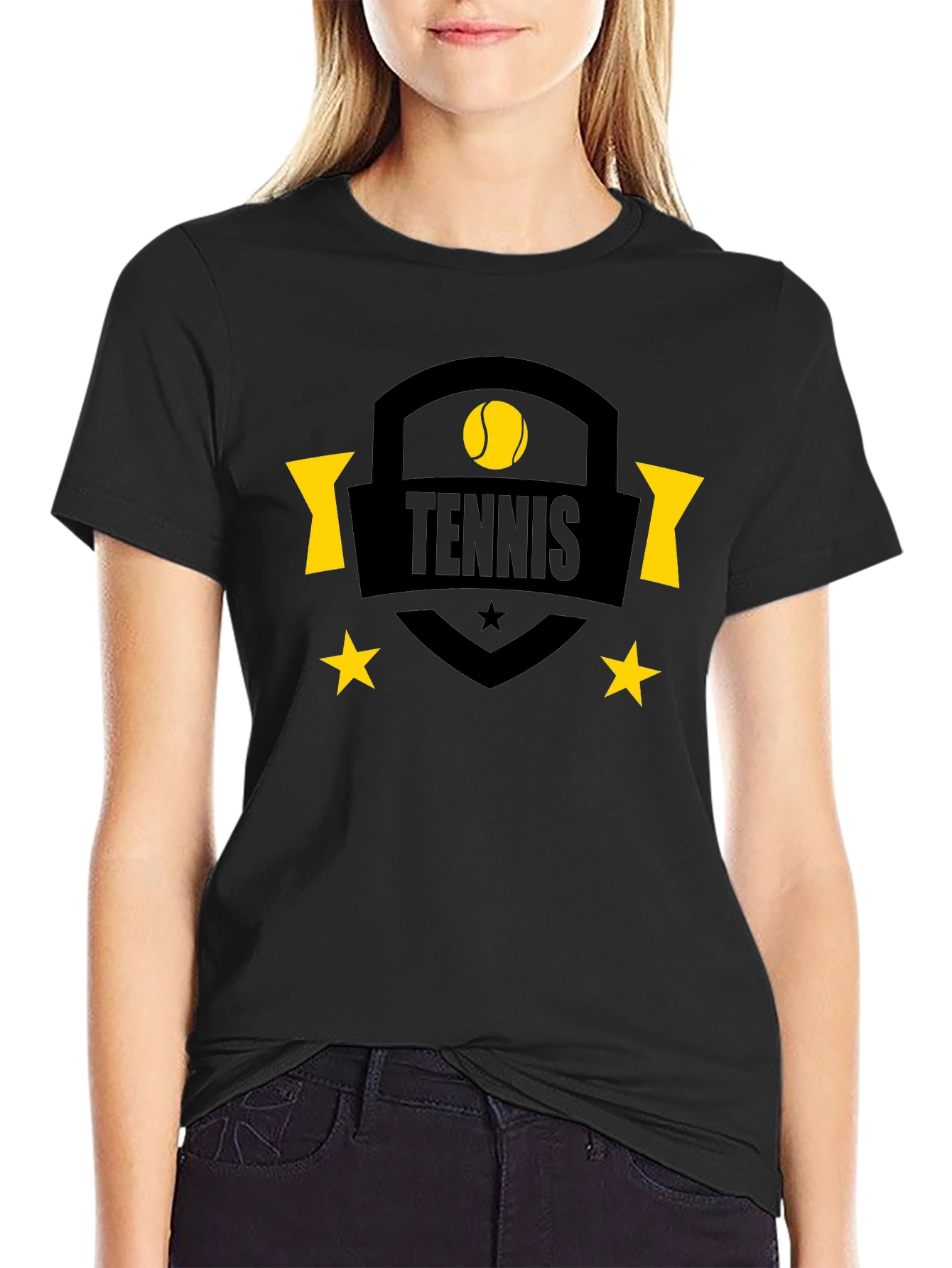 Black Tennis Graphic Black T-Shirt view 2