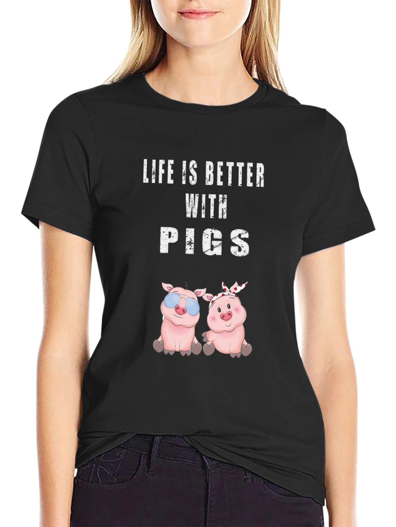 Black Life is Better with Pigs T-Shirt view 2