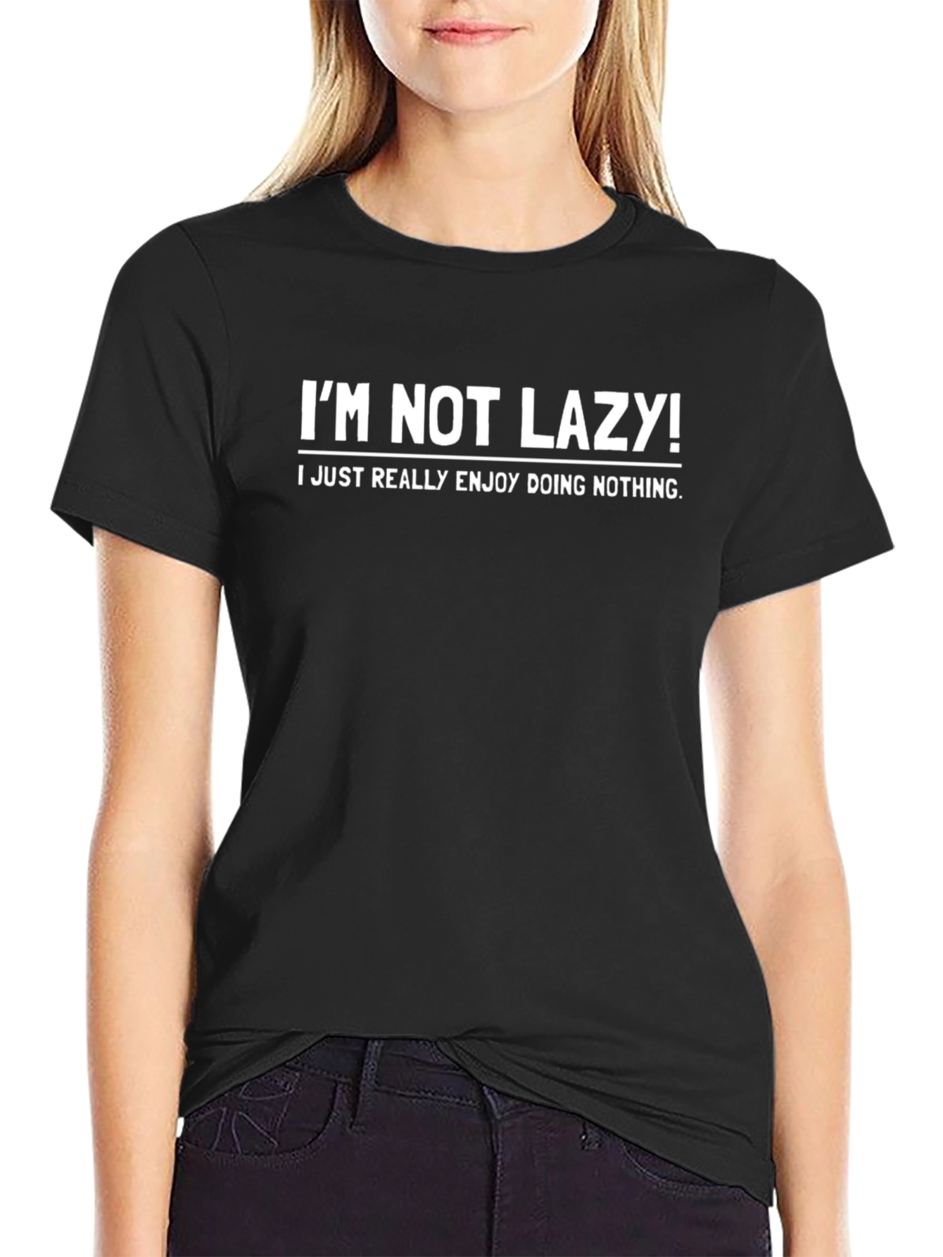Black Funny I'm Not Lazy T-Shirt view 2