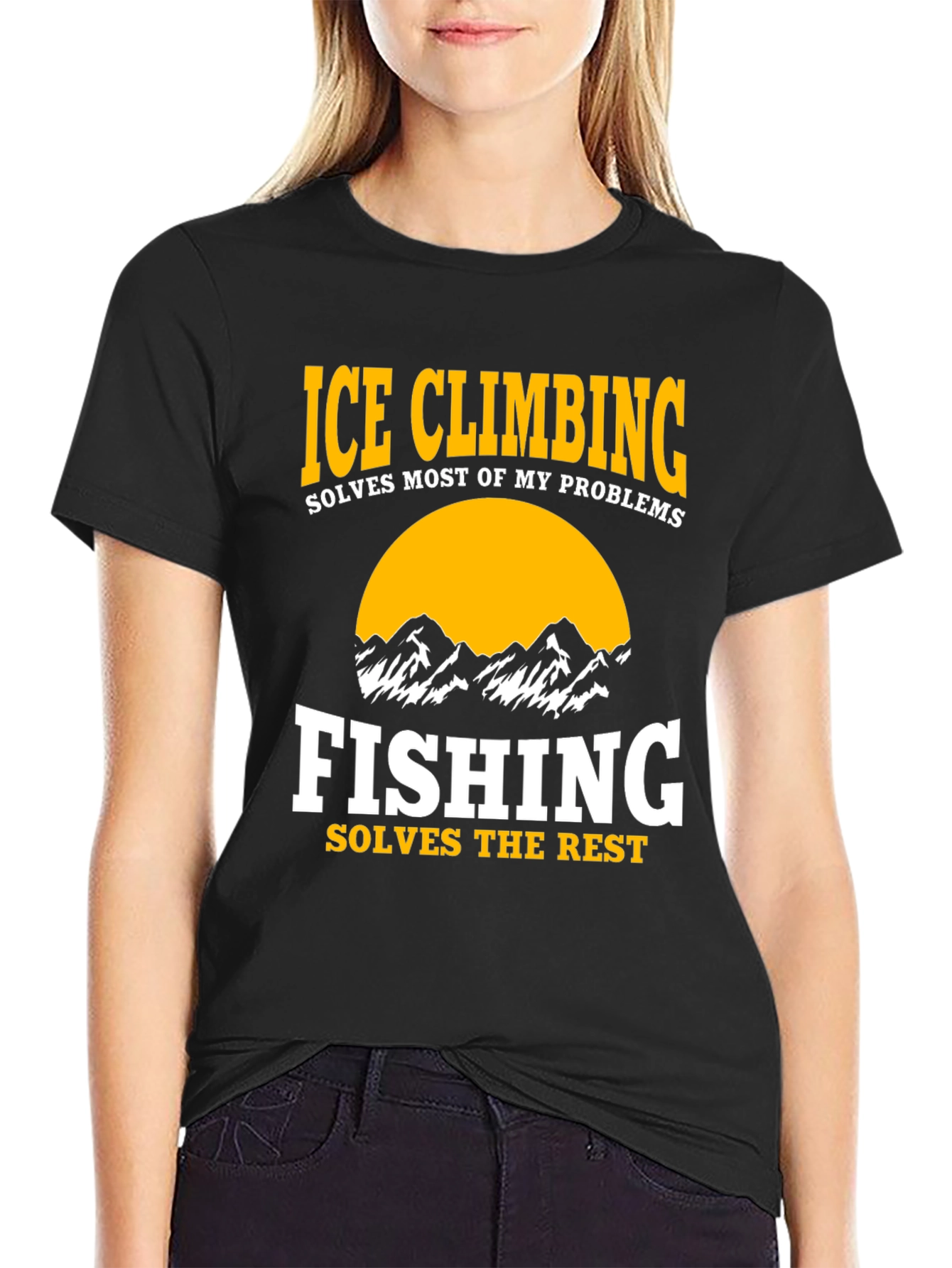 Black Ice Climbing & Fishing Graphic T-Shirt view 2
