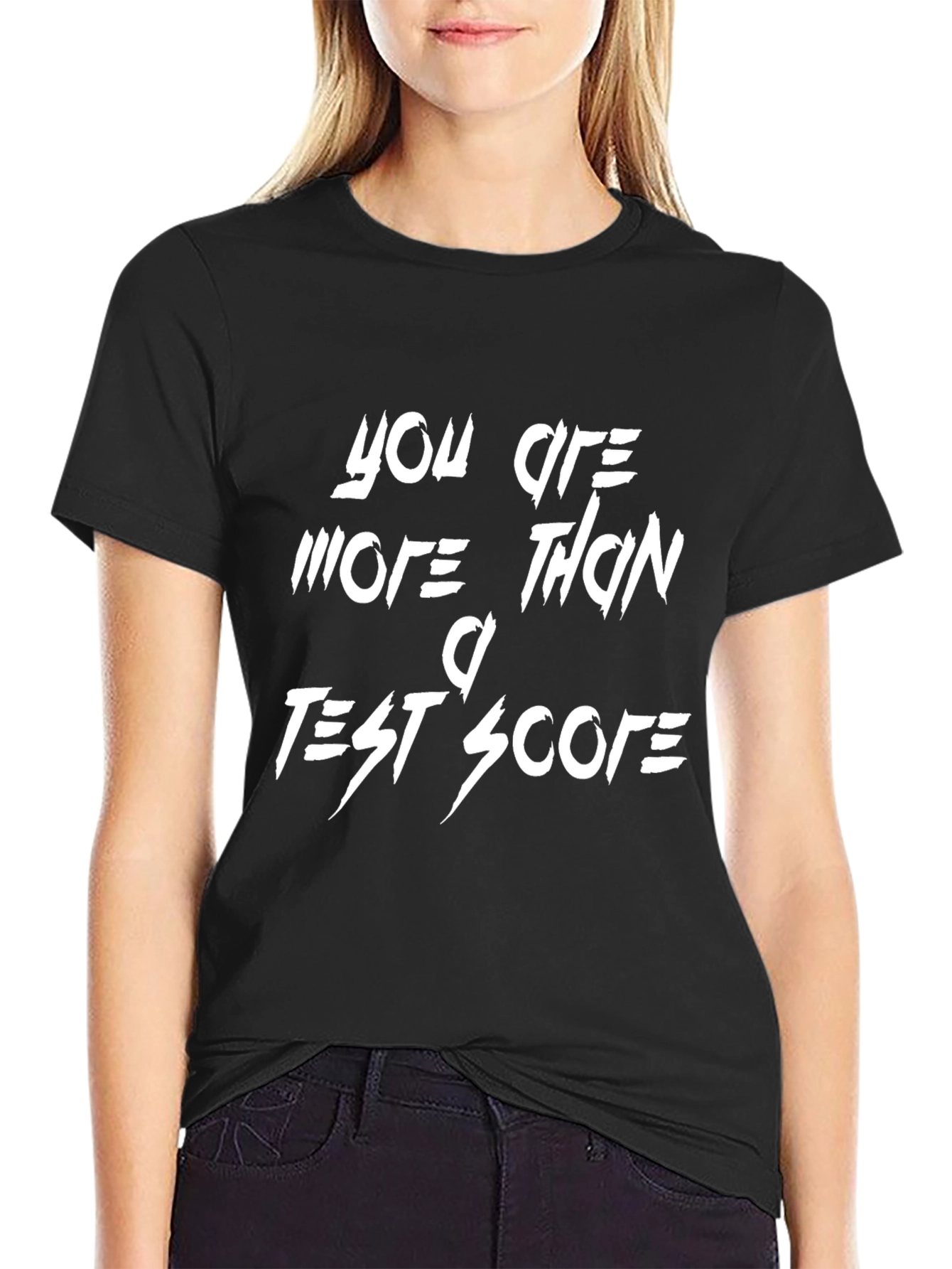 Black Motivational T-Shirt: You Are More Than A Test Score view 2