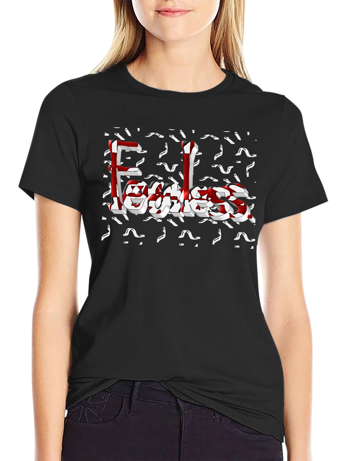 Black Fearless Graphic T-Shirt - Stylish Cotton Blend view 2