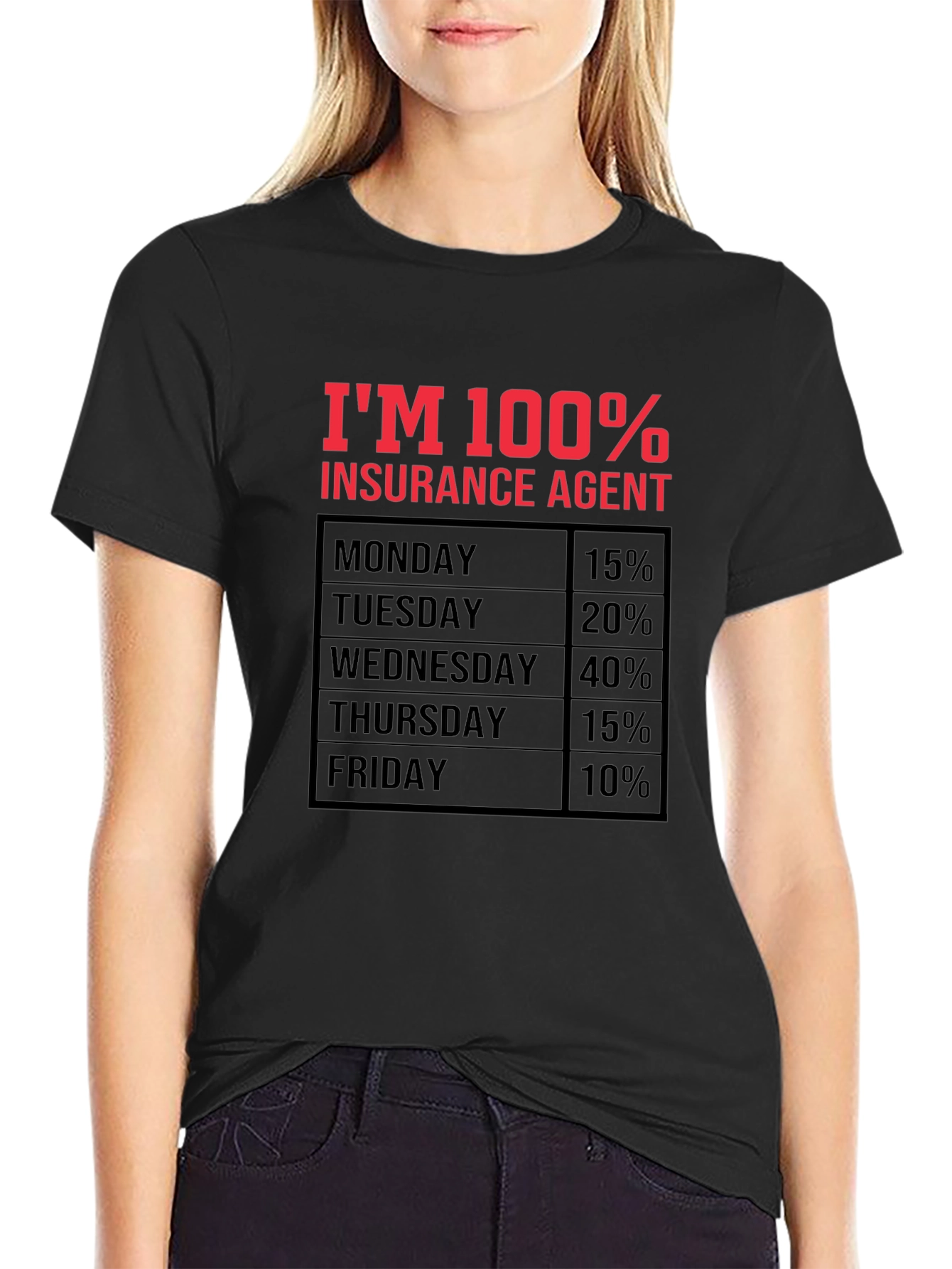 Black Funny Insurance Agent T-Shirt view 2