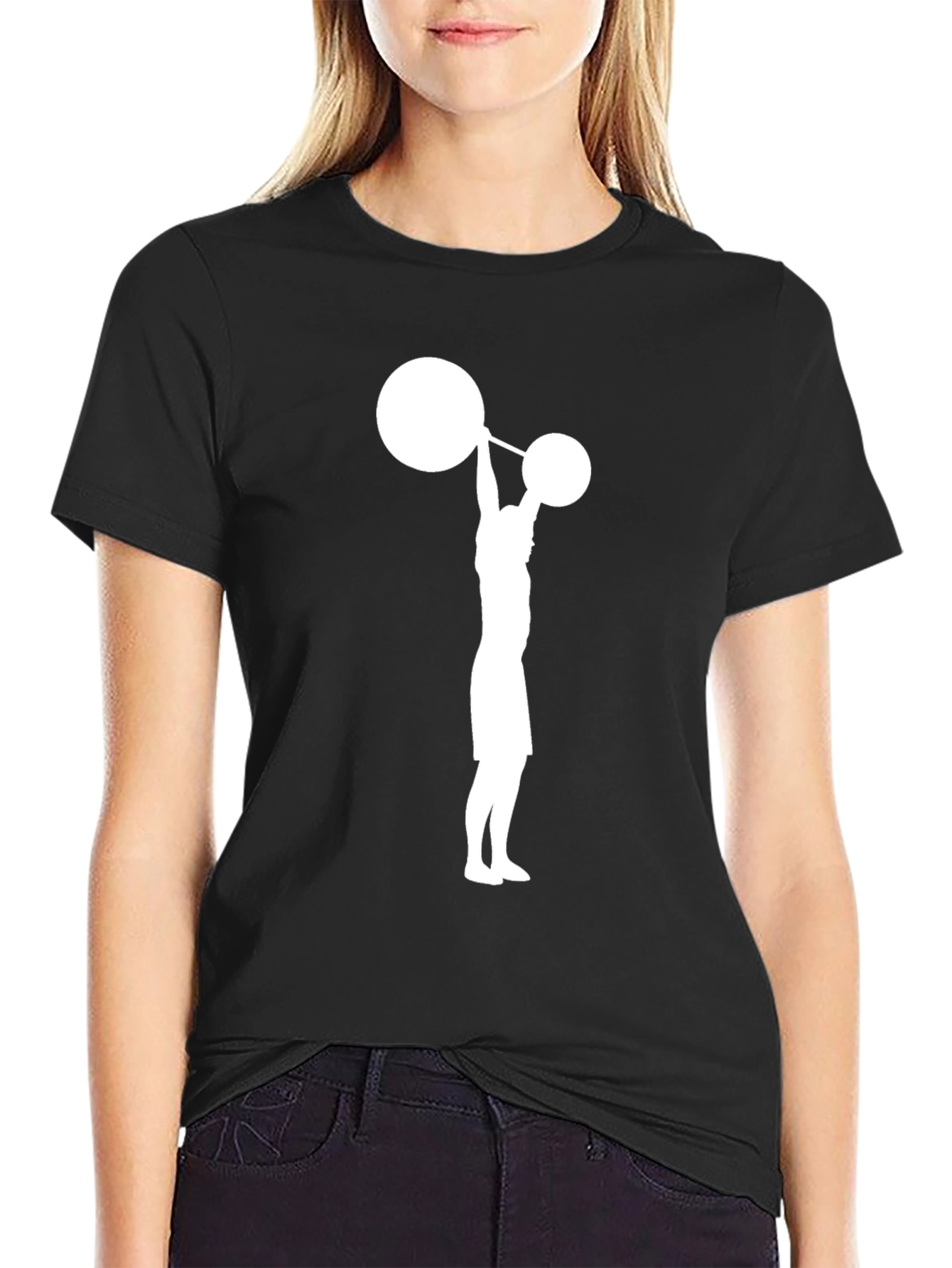 Black Weightlifter Graphic Tee - Black Cotton Blend view 2