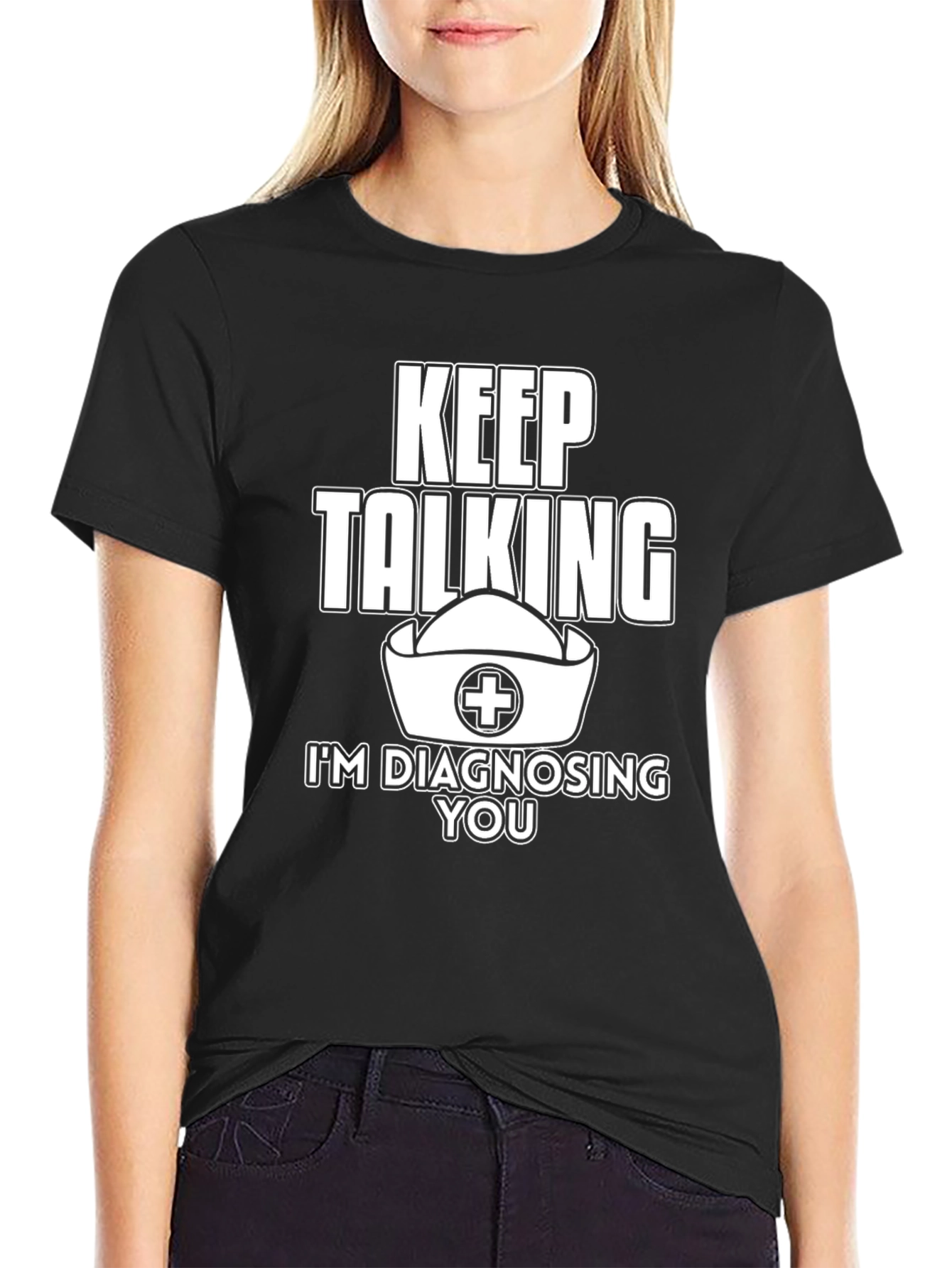 Black Keep Talking Nurse T-Shirt for Medical Professionals view 2