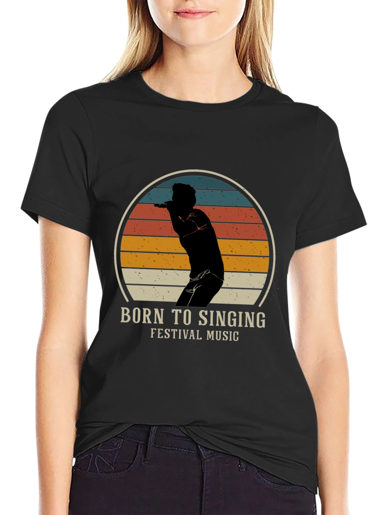 Black Born to Sing T-Shirt - Festival Music view 2