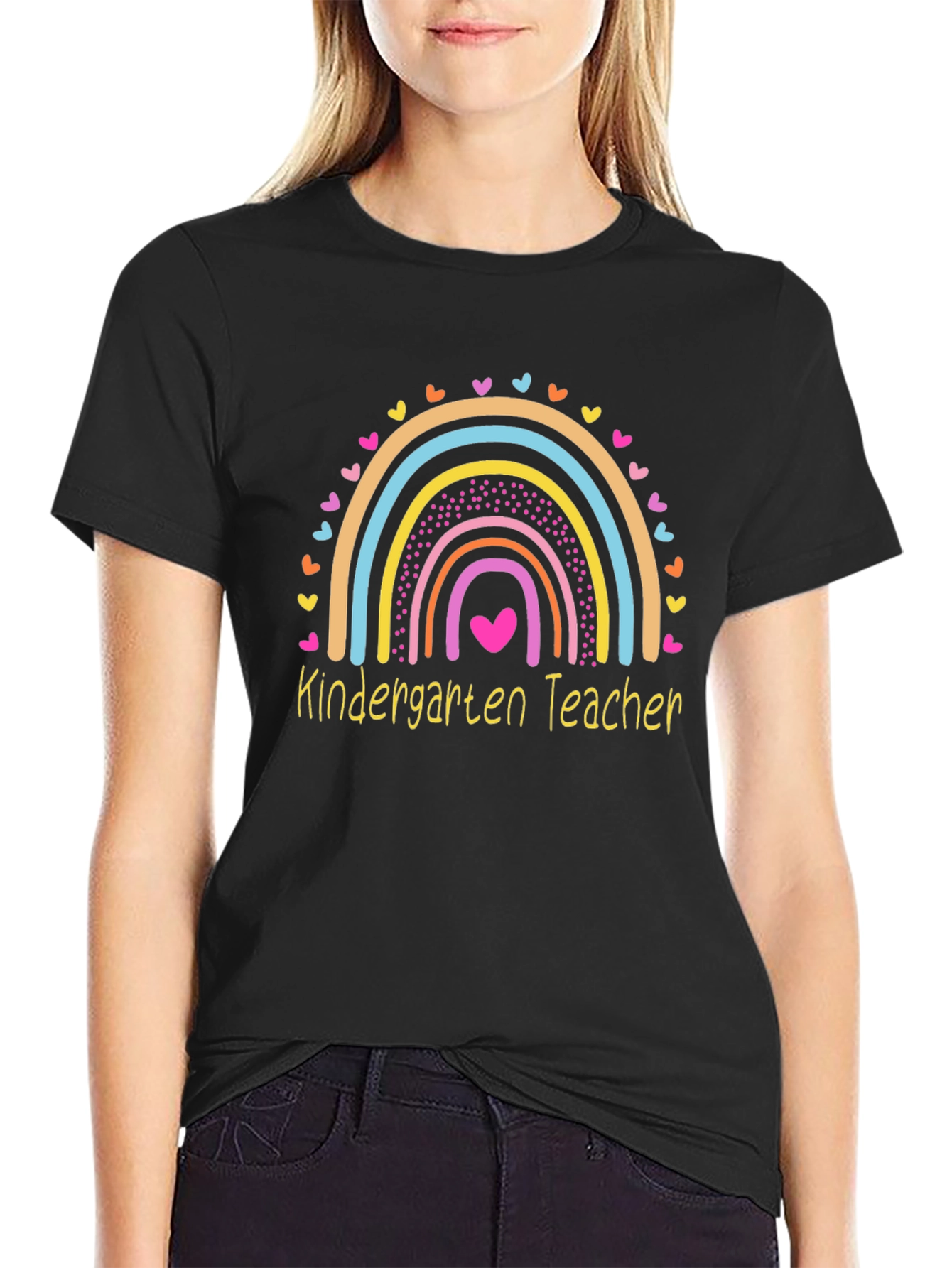 Kindergarten Teacher Rainbow Heart T-Shirt - 2