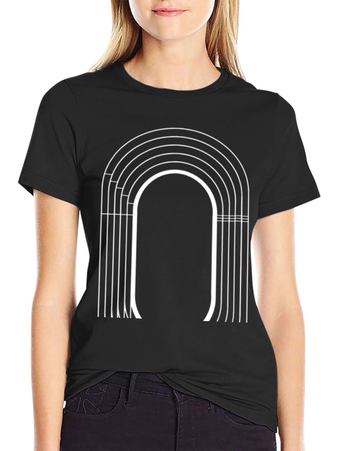 Black Retro Track Graphic Tee - Black Cotton Blend view 2