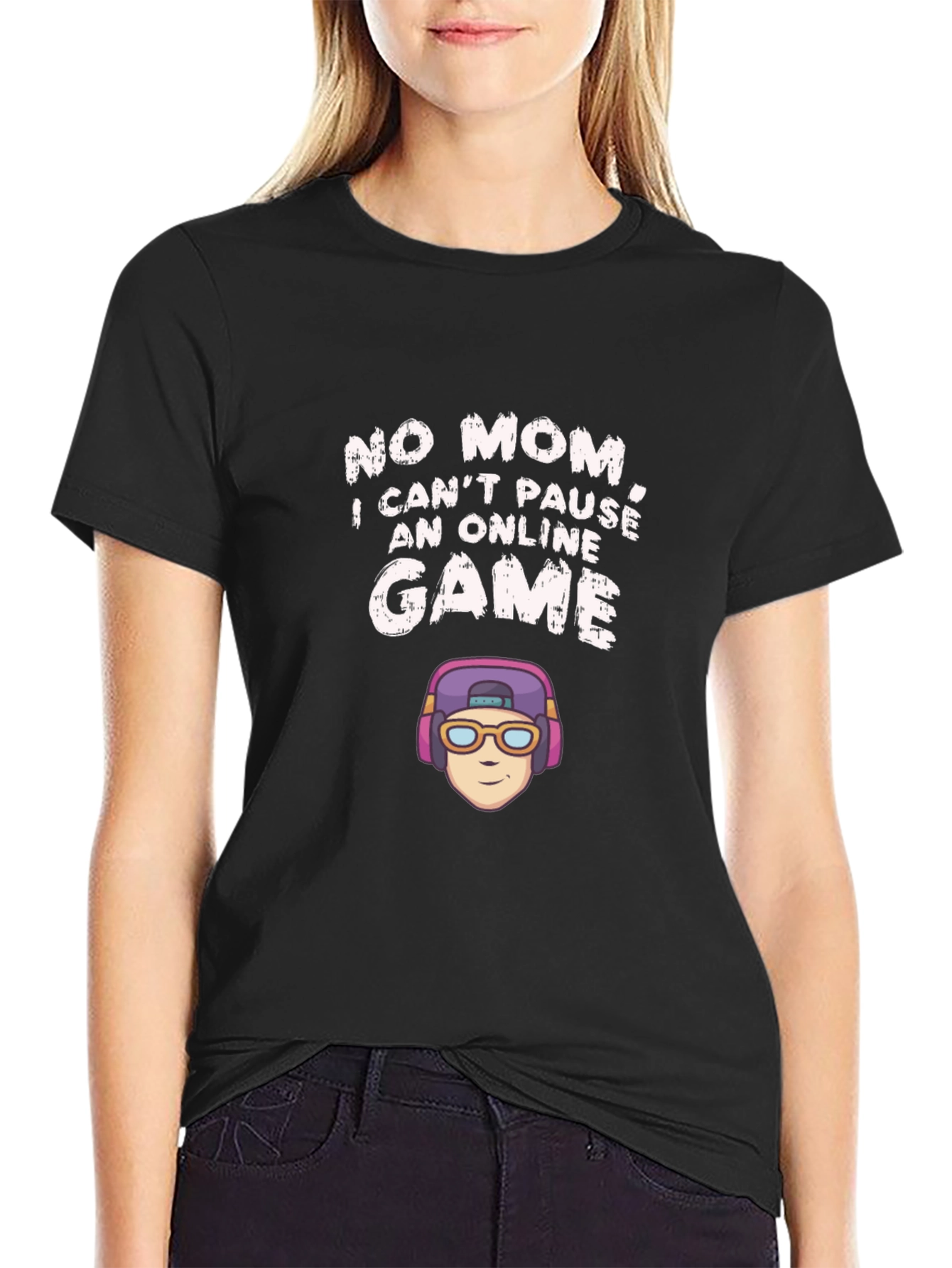 Black Funny Gamer T-Shirt - No Pause Online Game view 2