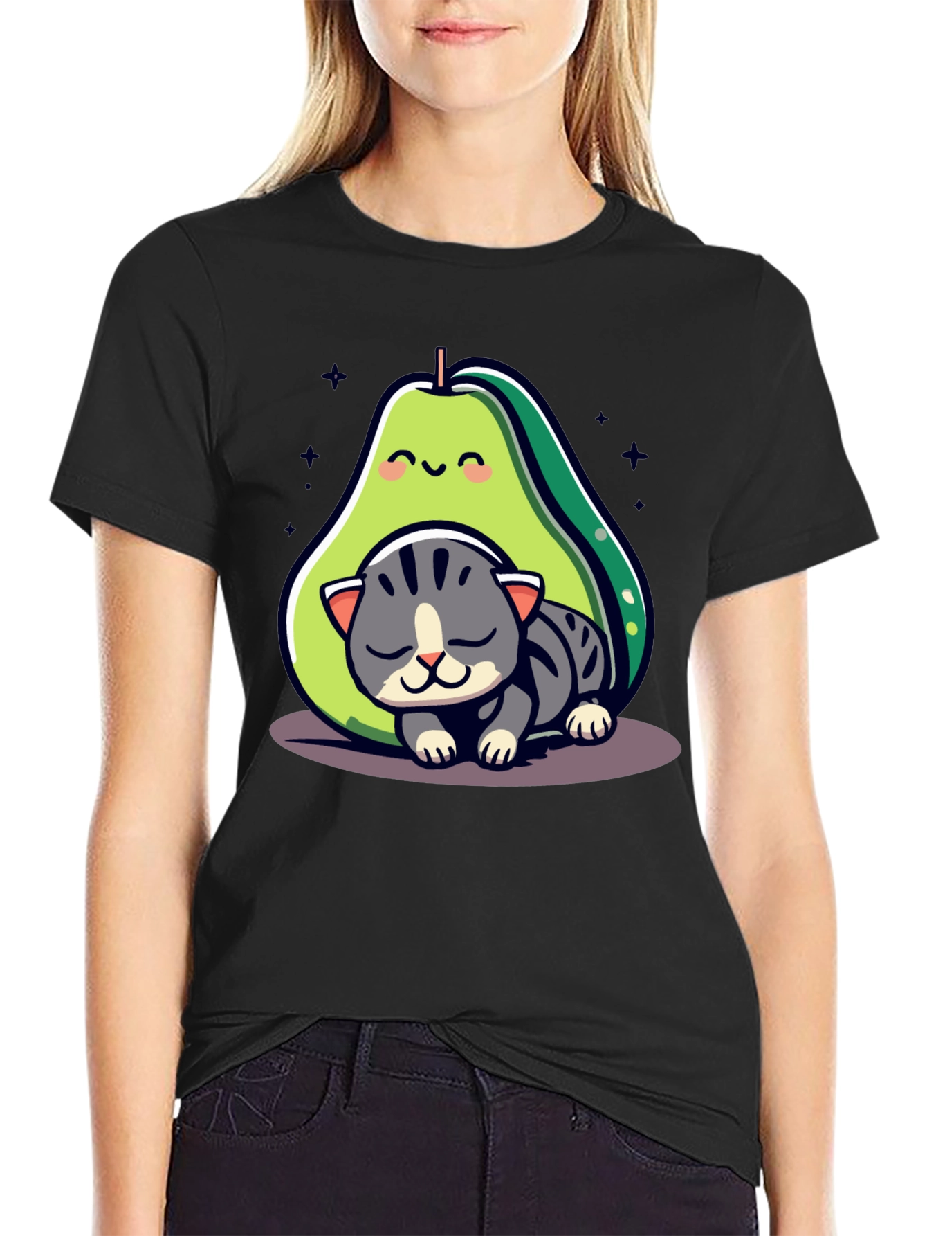 Black Avocado Cat Nap Graphic Tee - Cute & Comfy view 2