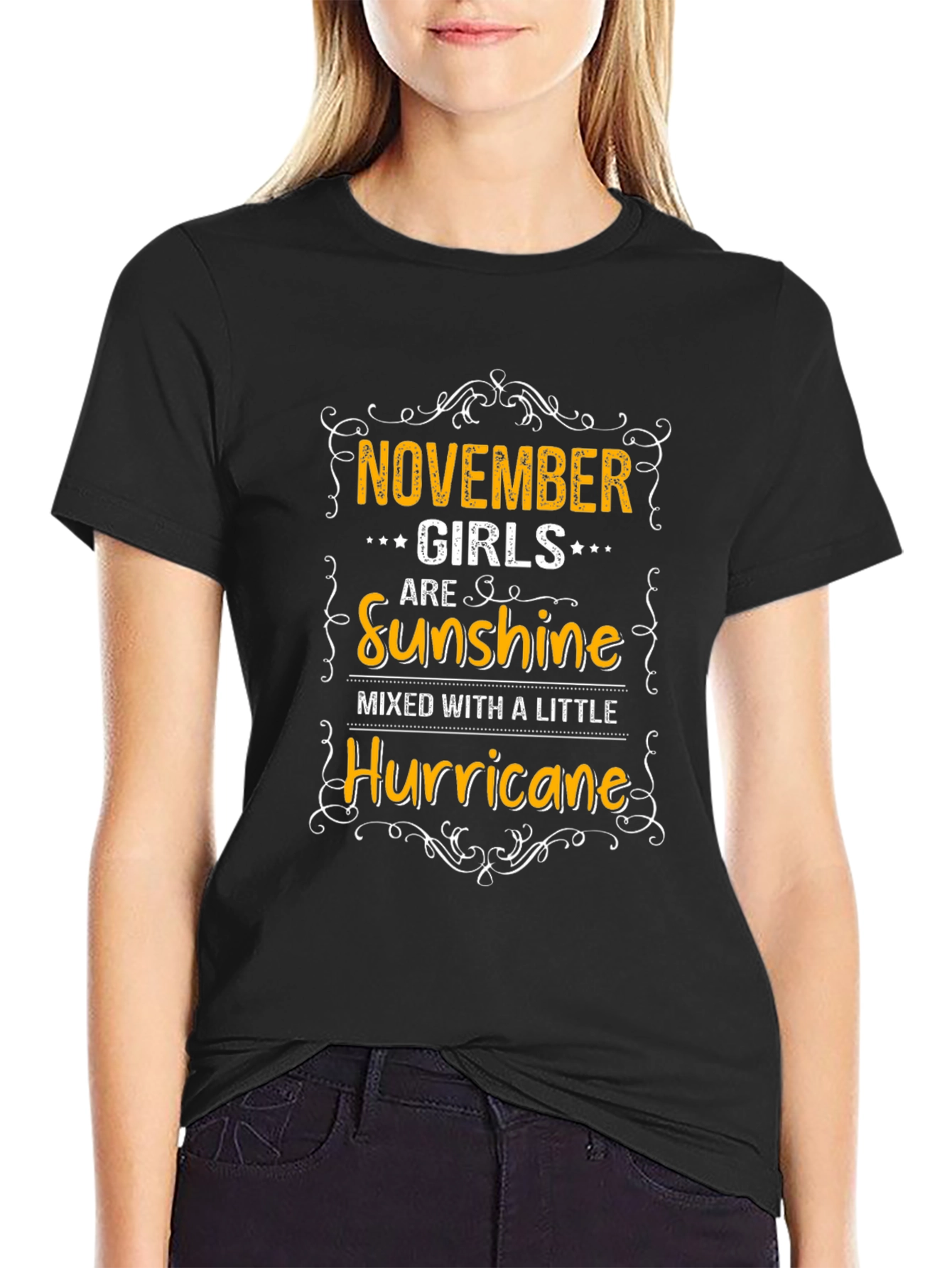 Black November Girls Sunshine and Hurricane Black T-Shirt view 2