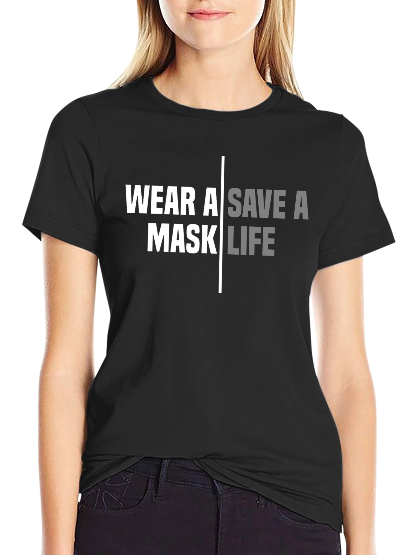 Black Wear A Mask Save A Life Black T-Shirt view 2
