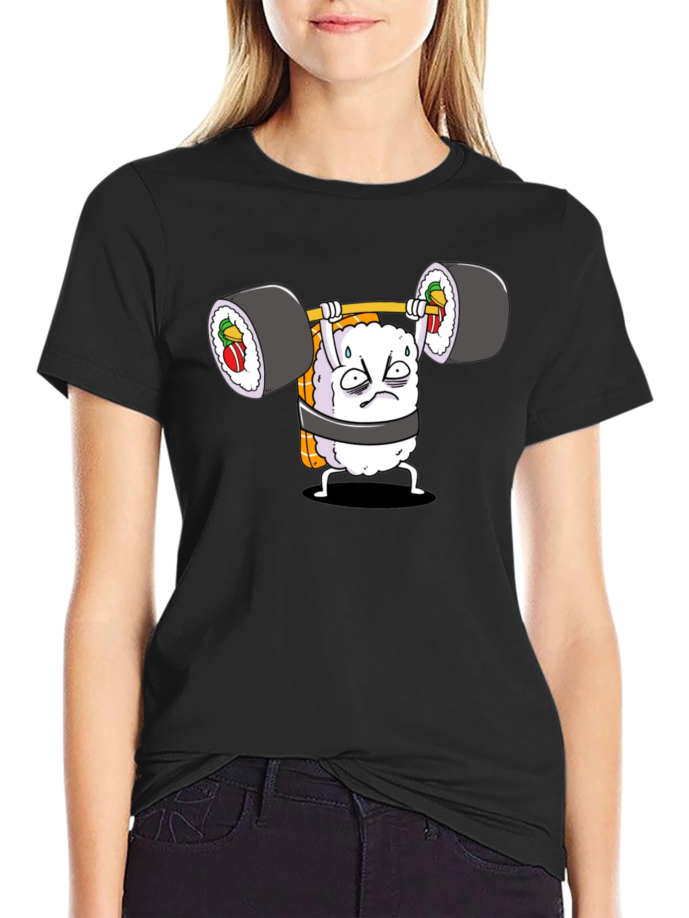 Black Sushi Weightlifter Graphic Tee view 2