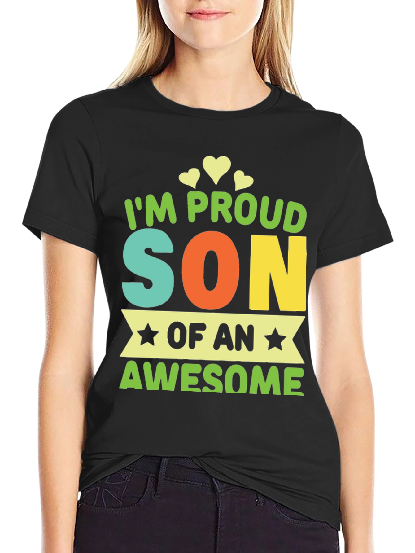 Black Proud Son T-Shirt - Awesome Parent Gift view 2