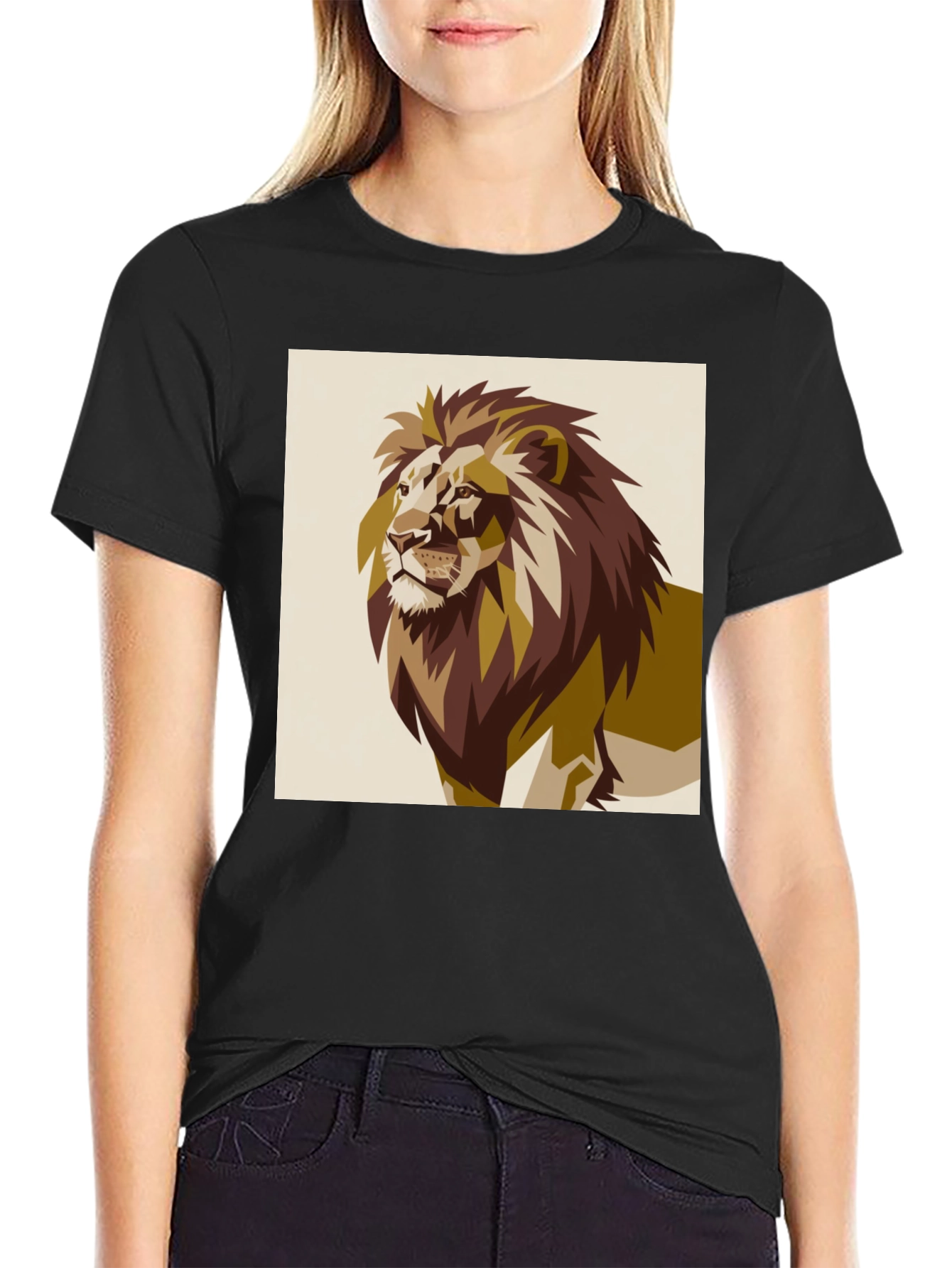 Black Lion Graphic Tee - Bold Animal Print view 2