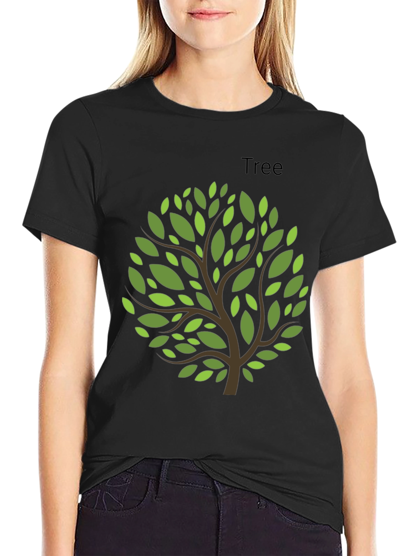 Black Nature Inspired Tree Graphic Tee - Black view 2