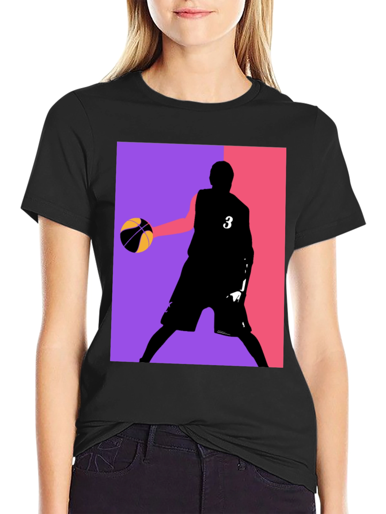 Black Basketball Player Graphic Tee - Black Cotton Blend view 2