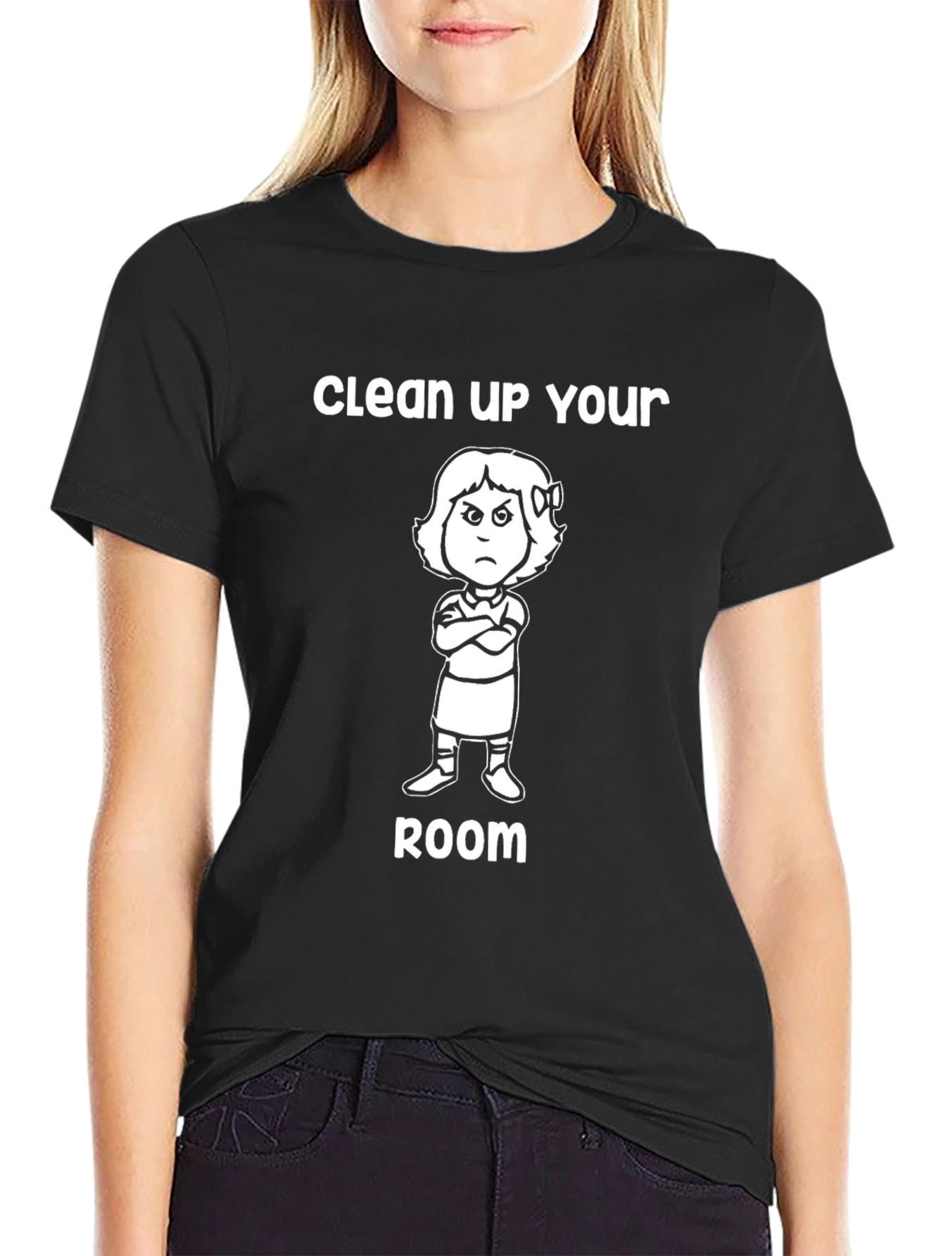 Black Clean Up Your Room Graphic T-Shirt view 2