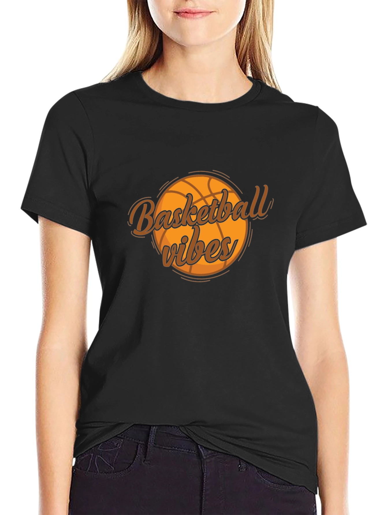Black Basketball Vibes Graphic Tee - Cool & Casual view 2