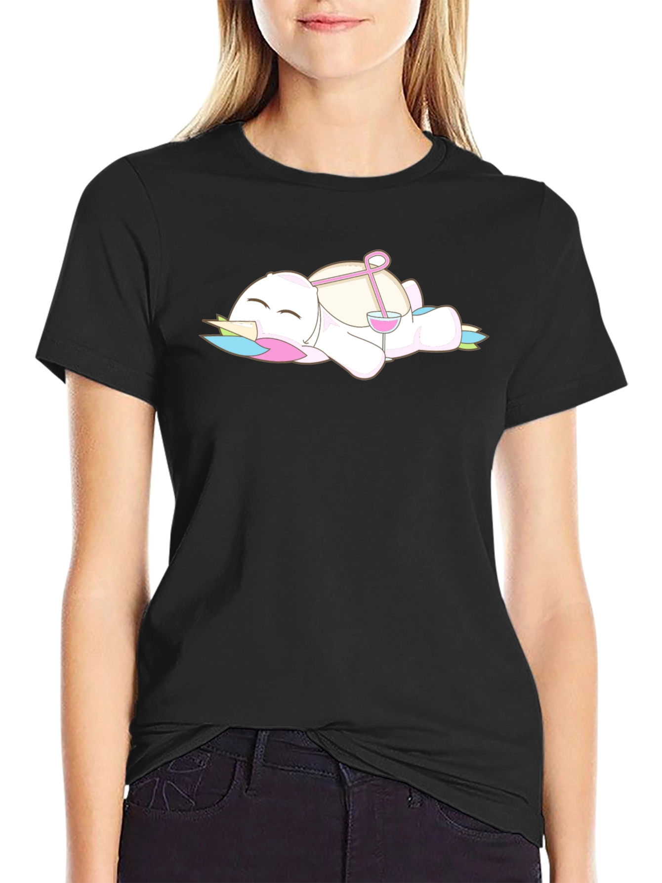 Black Unicorn Wine T-Shirt: Relaxed Drinking Cartoon Tee view 2