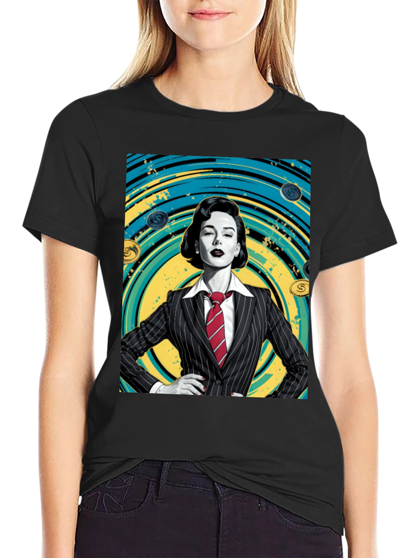 Black Confident Woman in Suit Graphic T-Shirt view 2