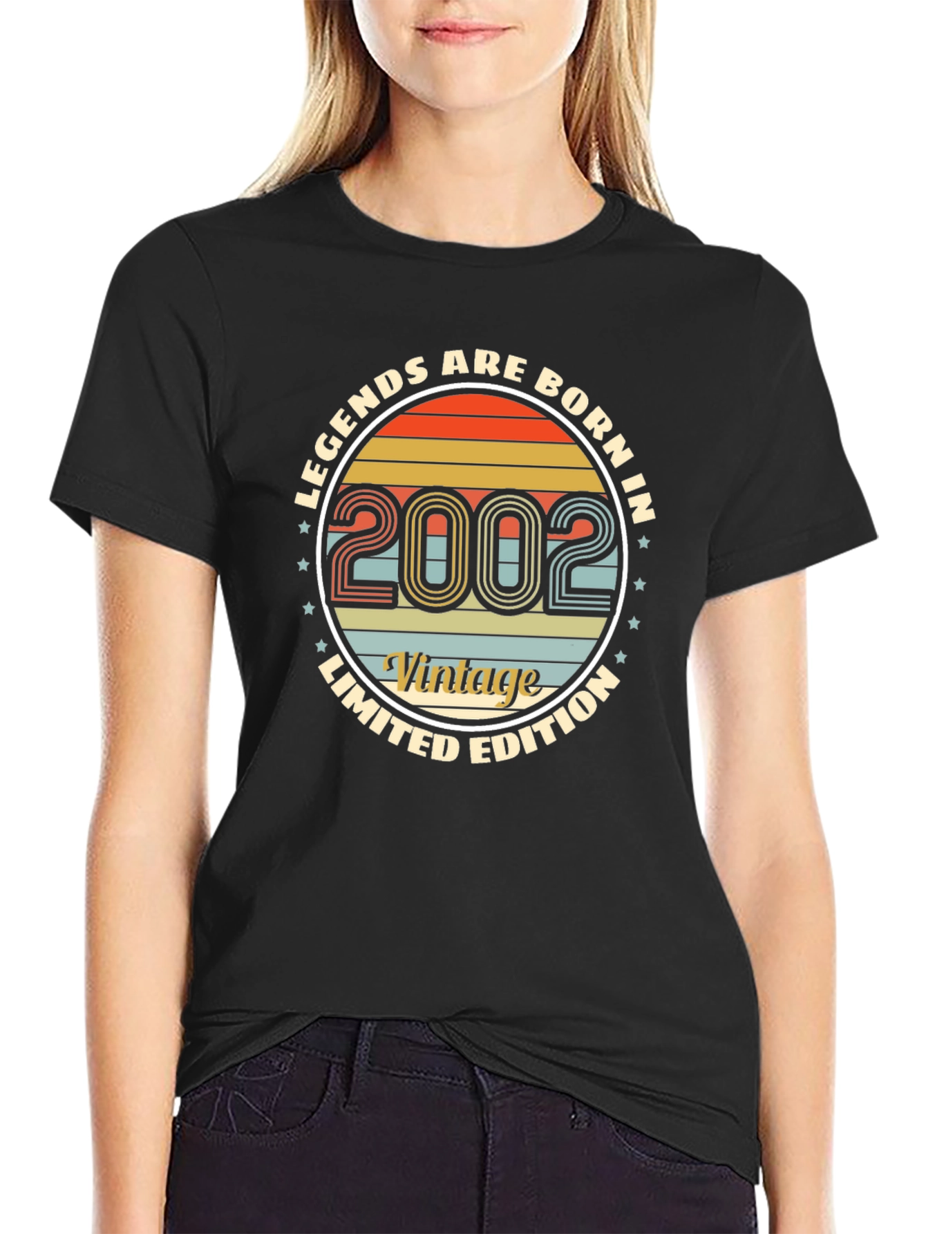 Black Legends Born in 2002 Vintage T-Shirt view 2