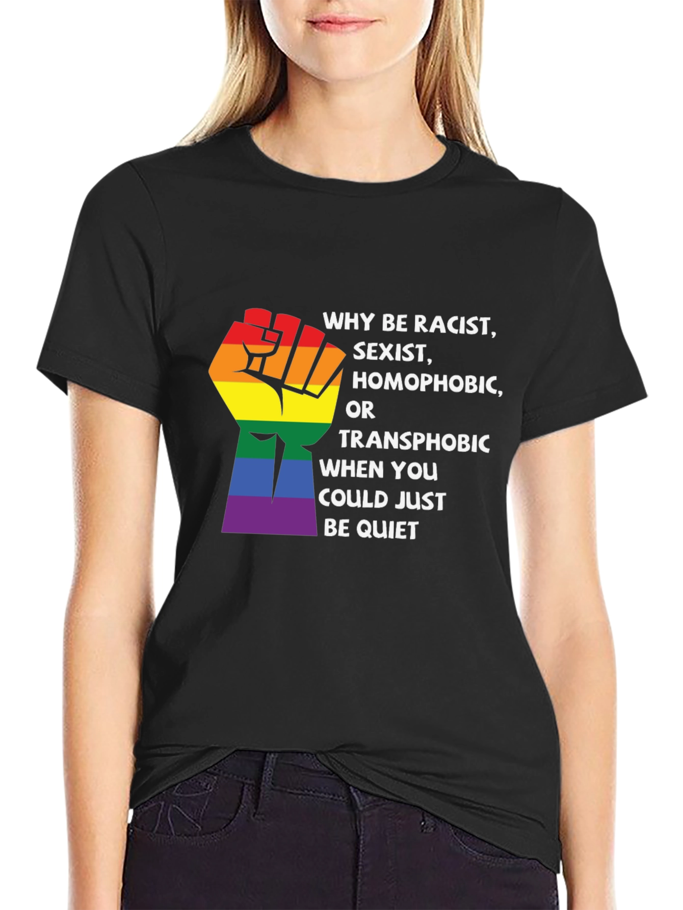 Black Equality Pride Graphic Tee - Why Be Racist view 2