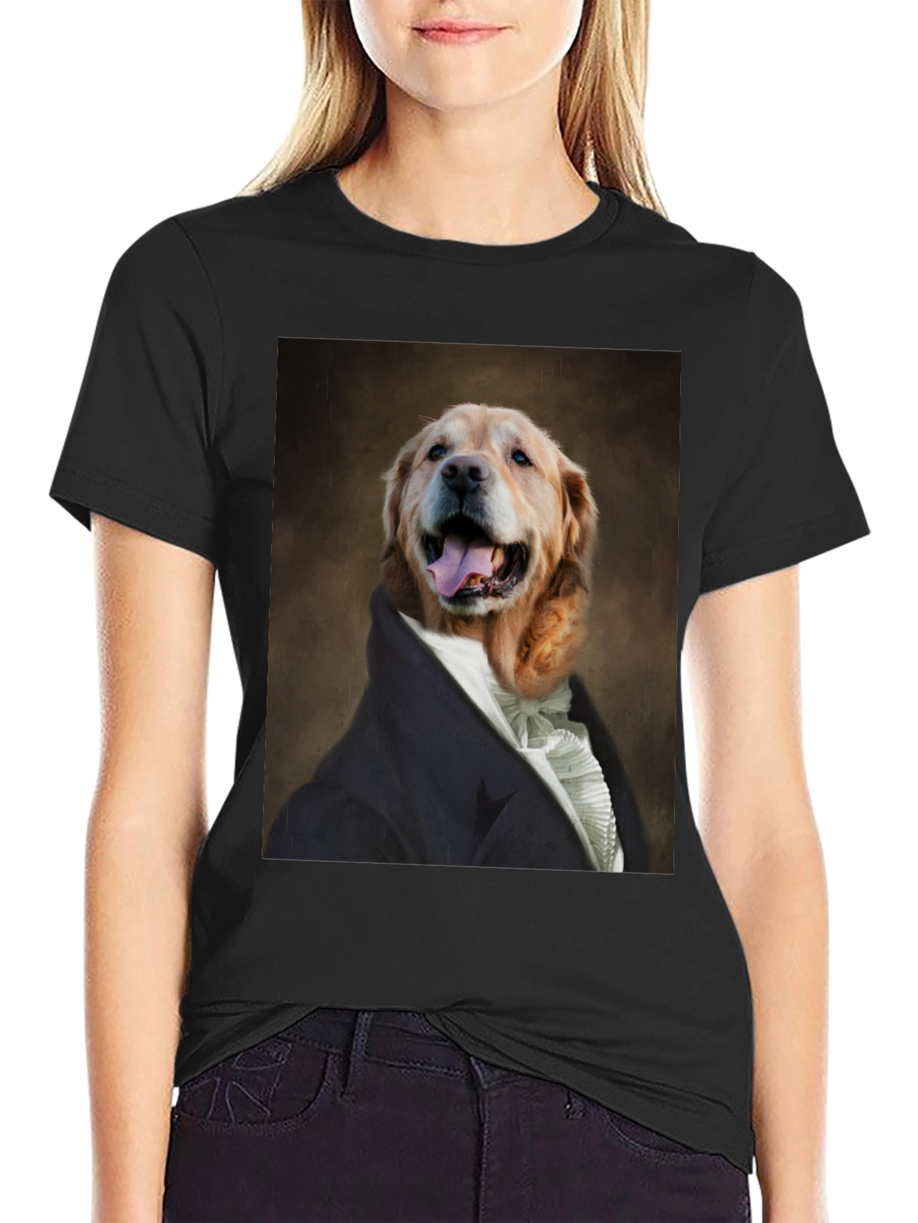 Black Dog Portrait T-Shirt - Canine Royalty Black Tee view 2