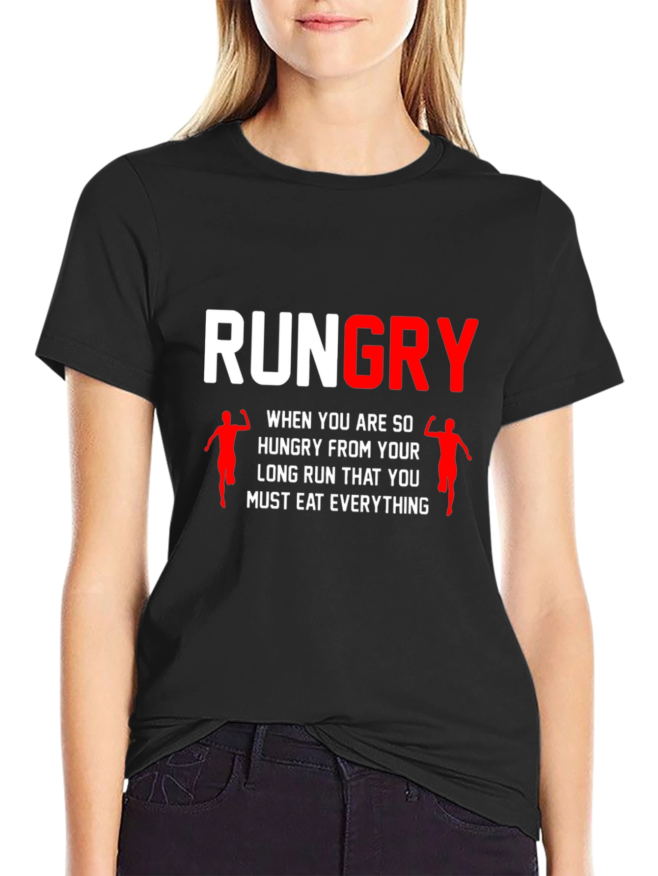 Black Rungry Men's Black Graphic Tee: Runner's Hunger! view 2
