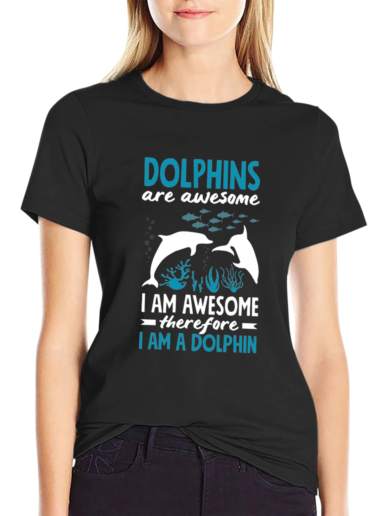 Black Dolphin Lover T-Shirt - Awesome Dolphin Graphic Tee view 2