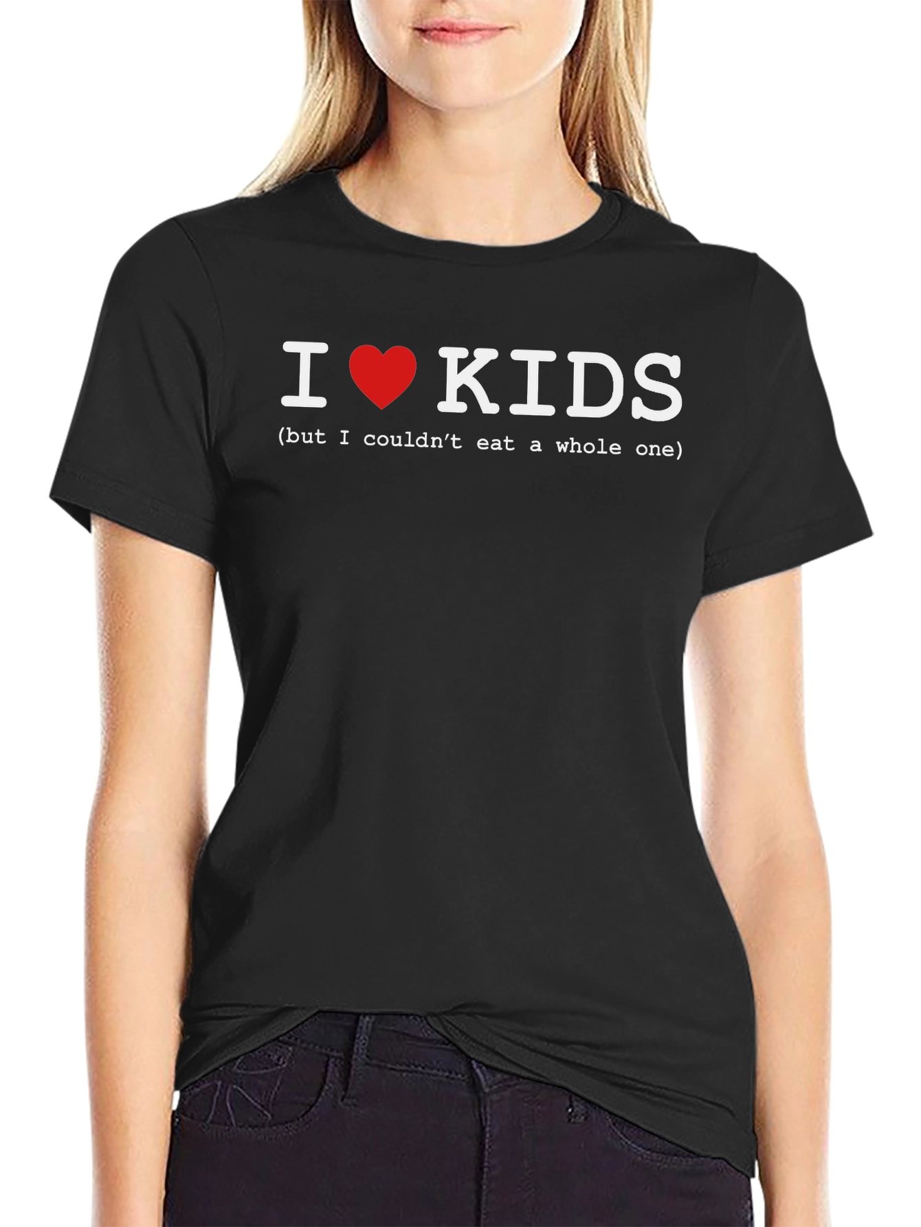 Black I Heart Kids T-Shirt - Funny Graphic Tee view 2