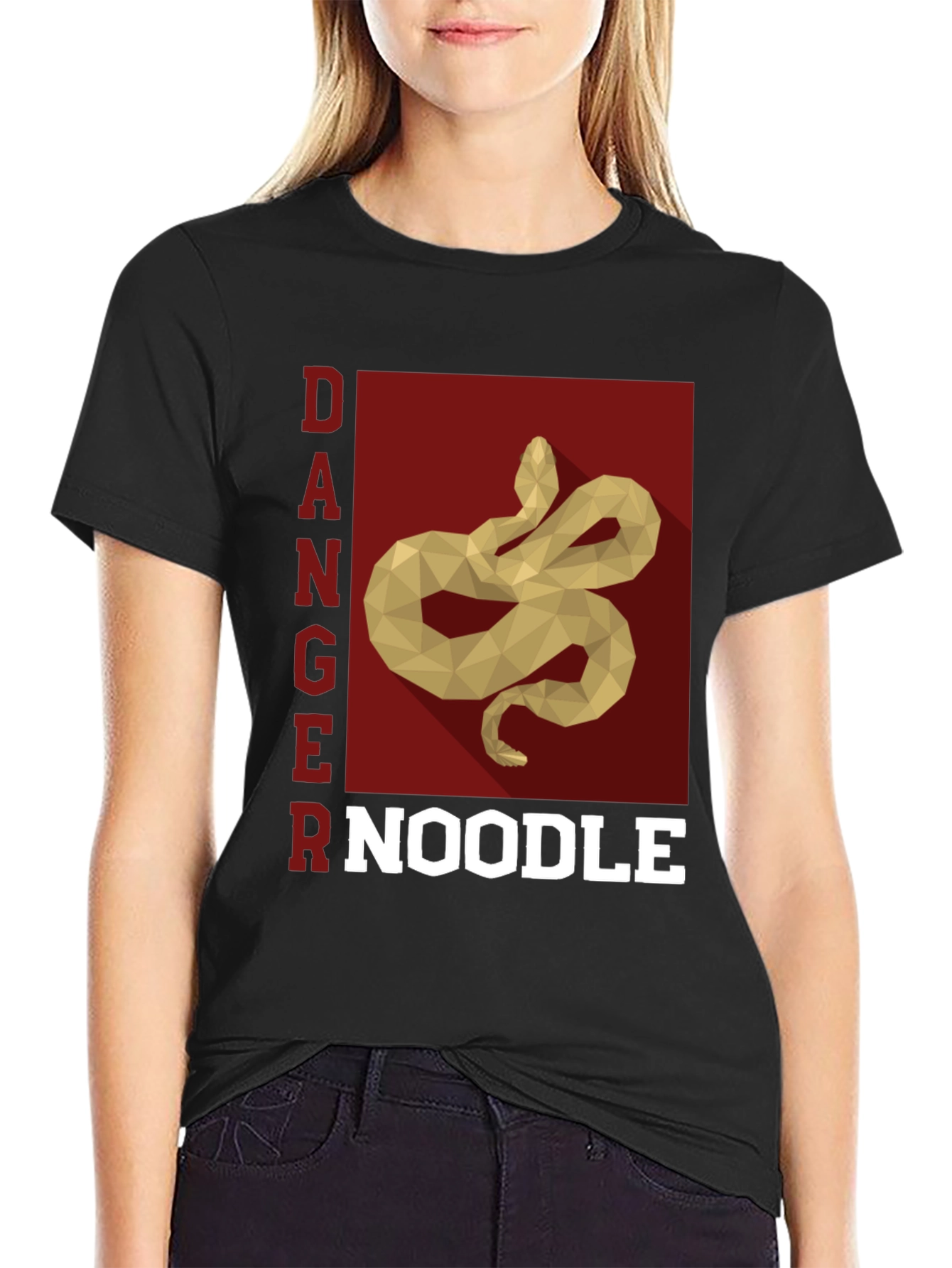 Black Danger Noodle Snake Graphic T-Shirt view 2
