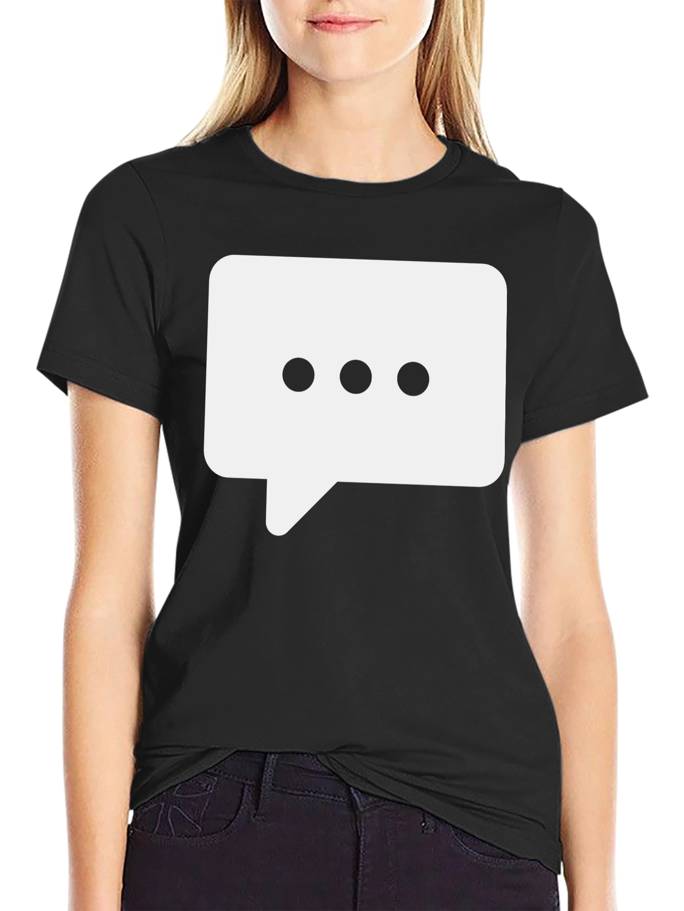 Black Black T-Shirt with Chat Bubble Design view 2