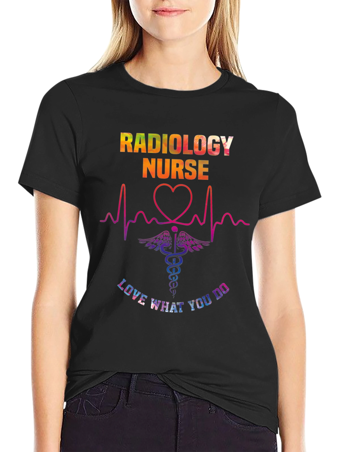 Black Radiology Nurse Graphic T-Shirt - Love What You Do view 2