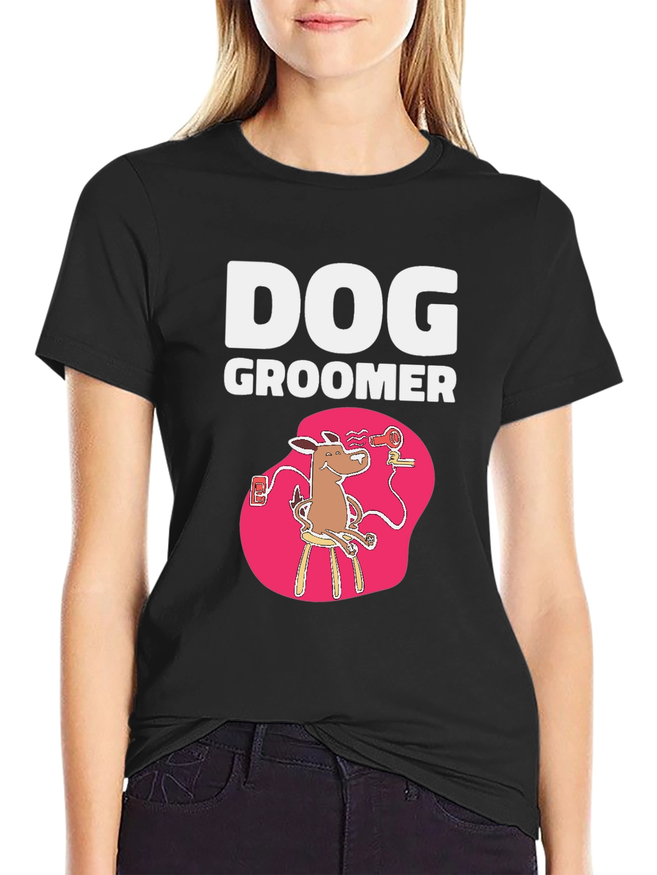 Black Dog Groomer T-Shirt - Funny Pet Stylist Tee view 2