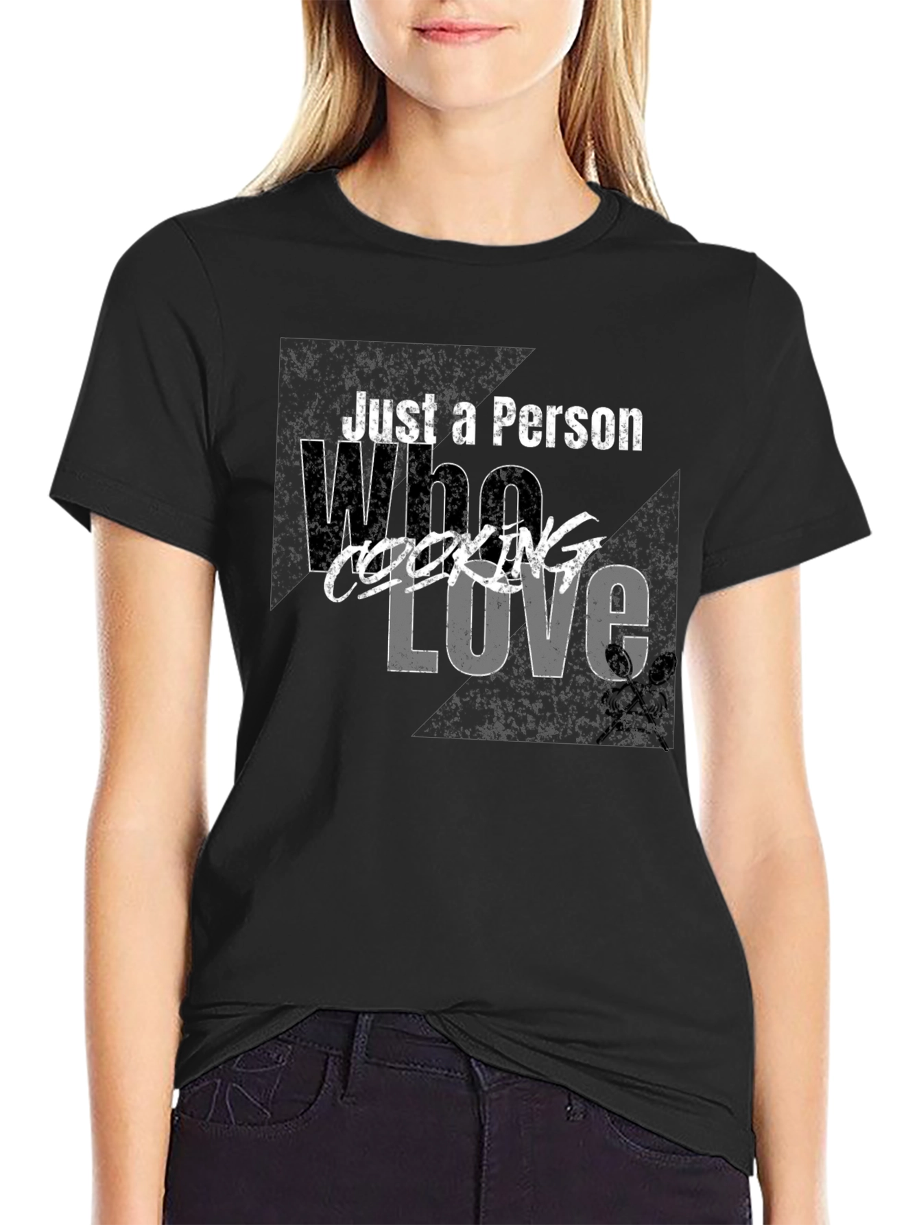 Black Just A Person Who Loves Cooking T-Shirt view 2