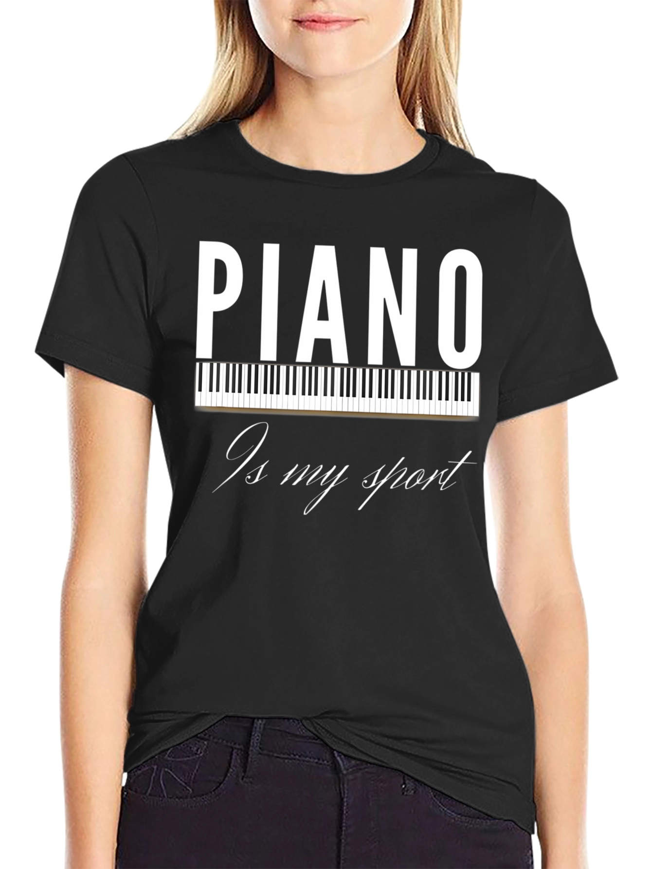 Black Piano Is My Sport T-Shirt - Musician Tee view 2