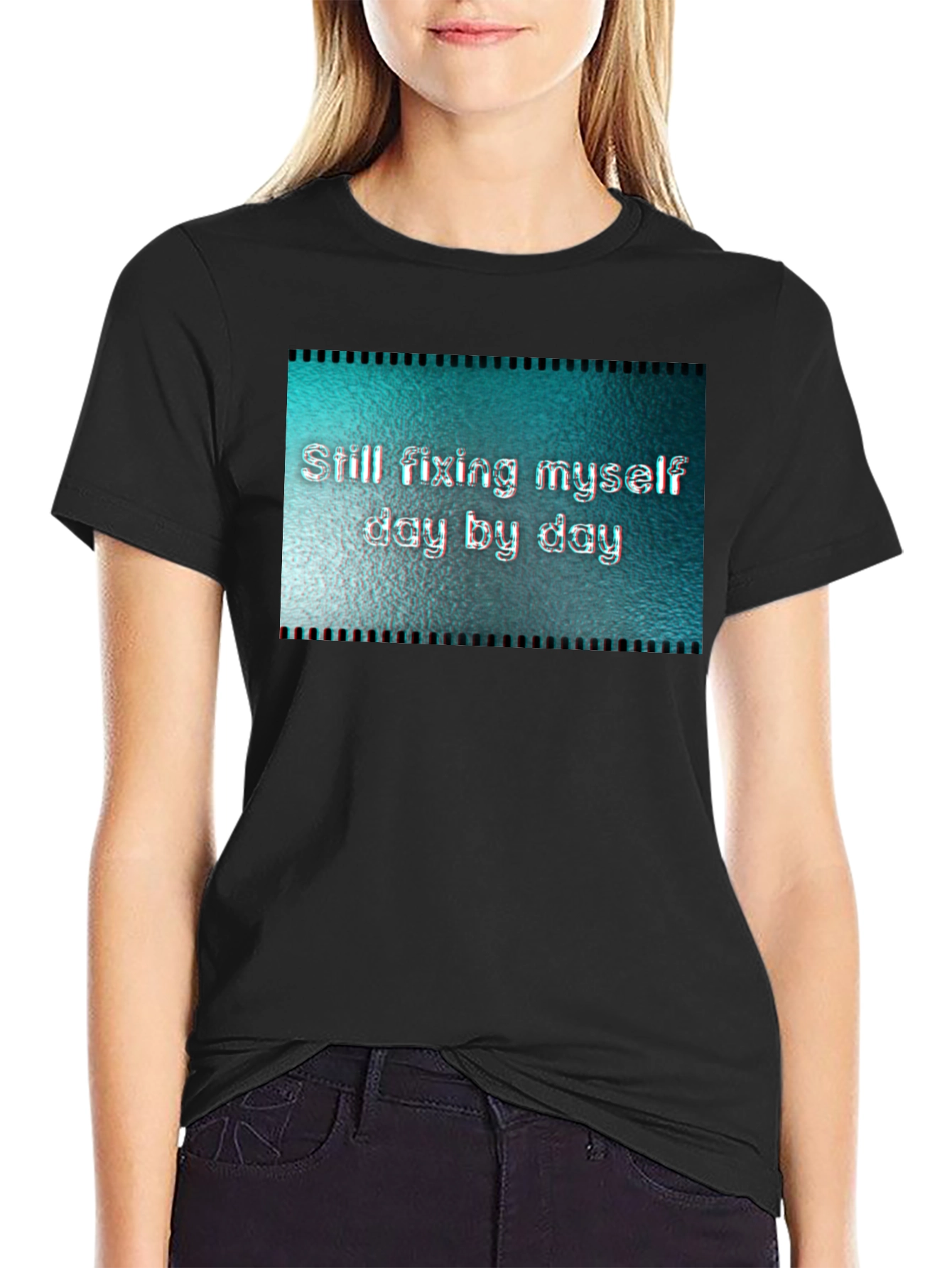 Black Fixing Myself Tee - Daily Motivation T-Shirt view 2