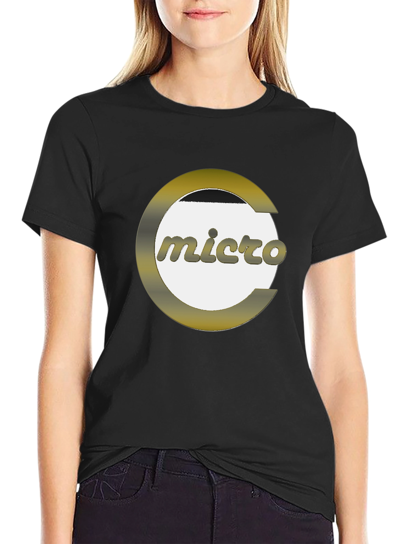 Black Micro Graphic Print Black T-Shirt - Modern Style view 2