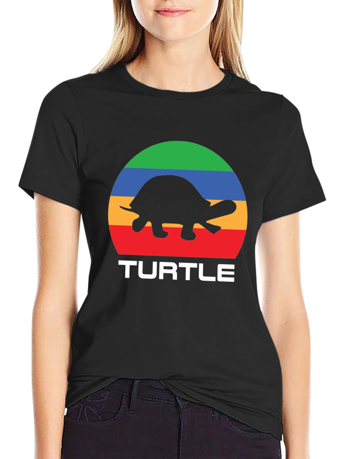 Black Retro Turtle Graphic T-Shirt - Black view 2