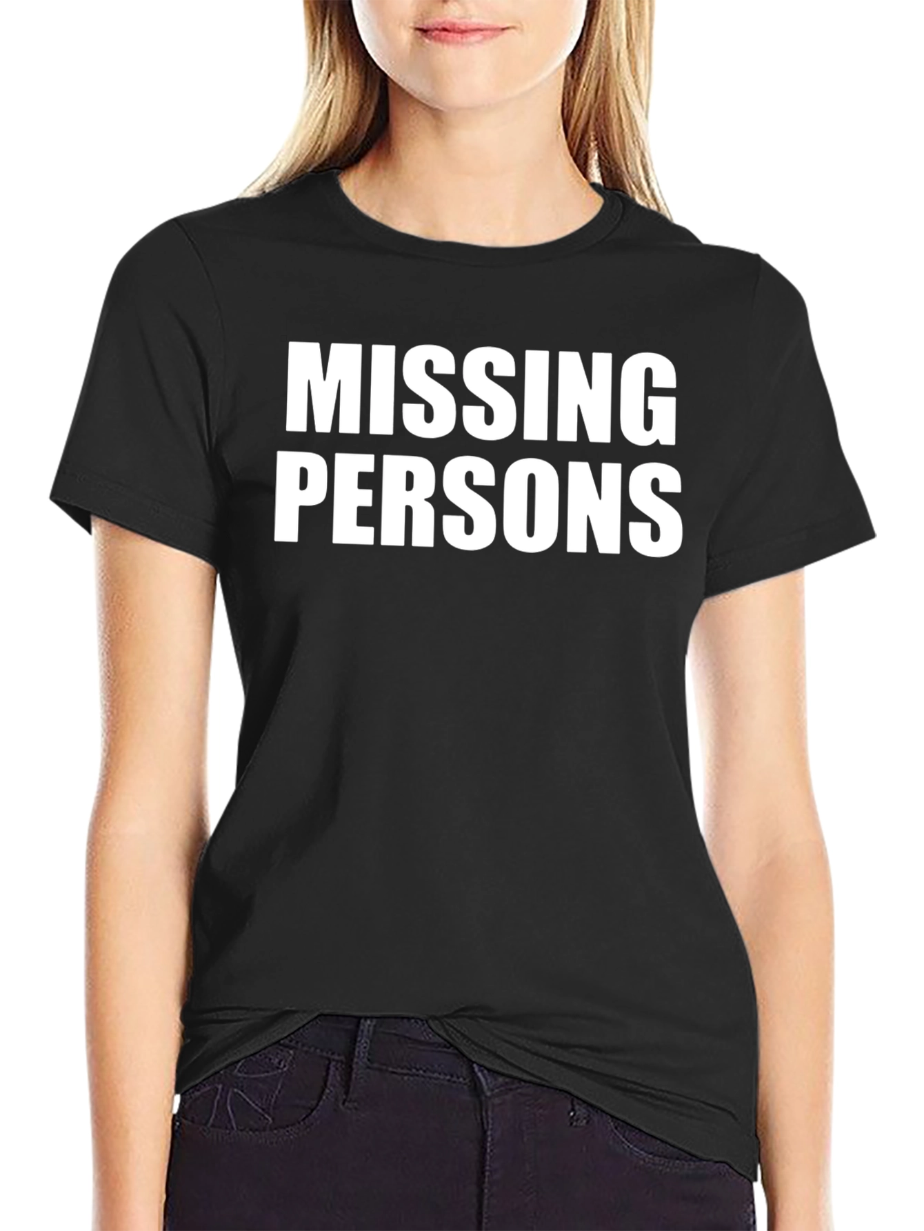 Black Missing Persons Graphic T-Shirt Novelty Tee view 2